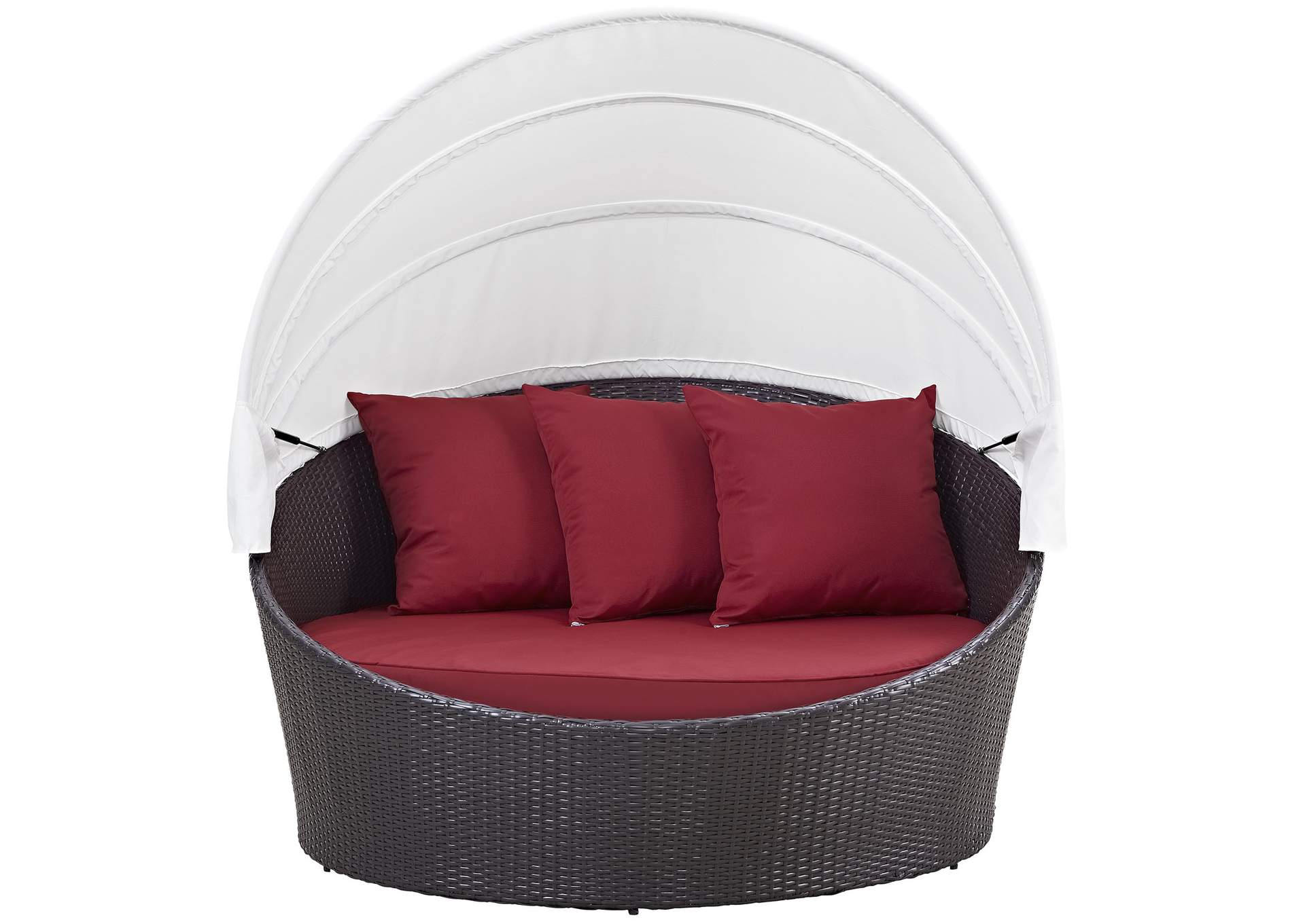 Espresso Red Convene Canopy Outdoor Patio Daybed,Modway