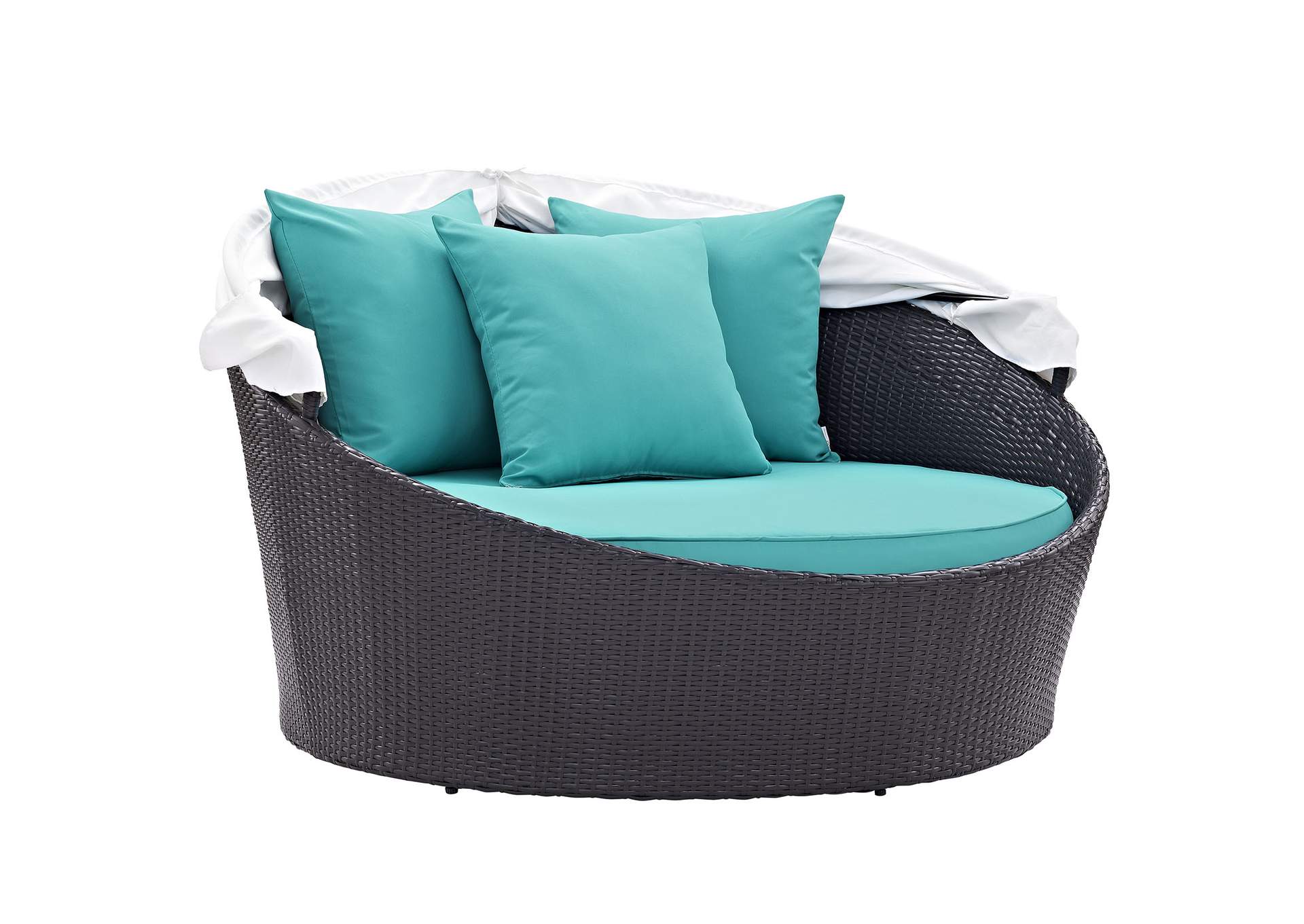 Espresso Turquoise Convene Canopy Outdoor Patio Daybed,Modway