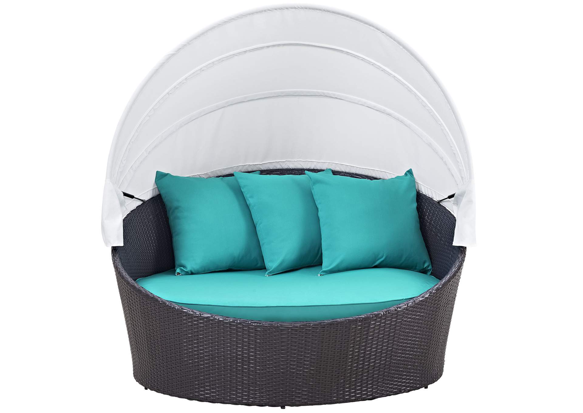 Espresso Turquoise Convene Canopy Outdoor Patio Daybed,Modway