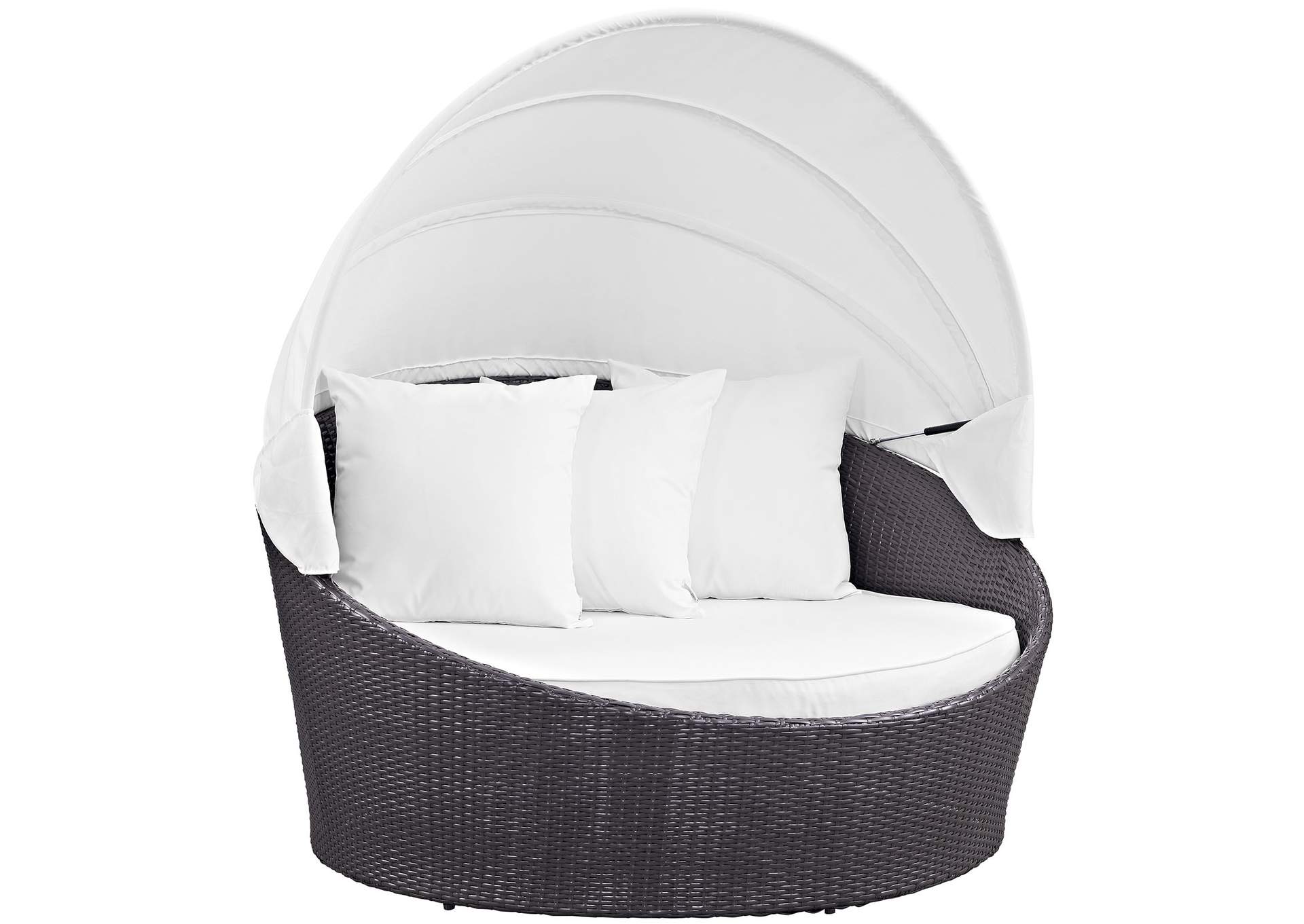 Espresso White Convene Canopy Outdoor Patio Daybed,Modway