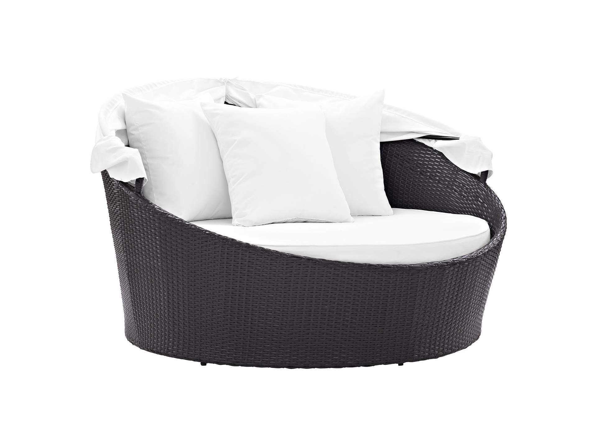 Espresso White Convene Canopy Outdoor Patio Daybed,Modway