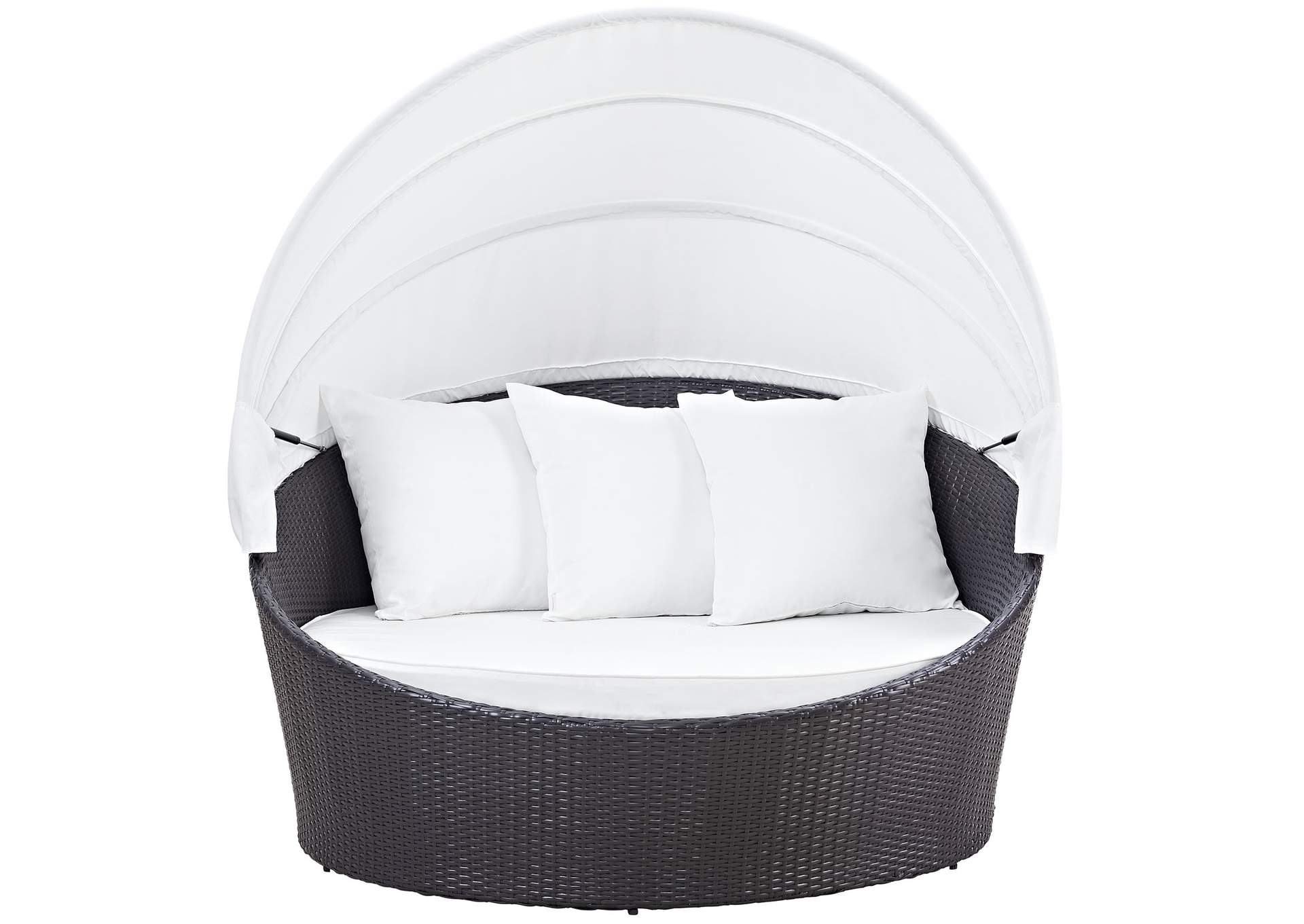 Espresso White Convene Canopy Outdoor Patio Daybed,Modway