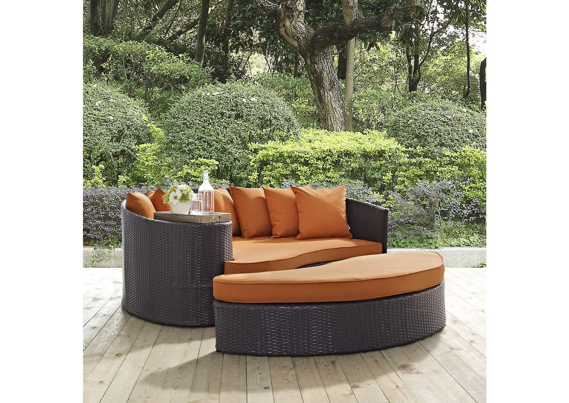 Espresso Orange Convene Outdoor Patio Daybed,Modway