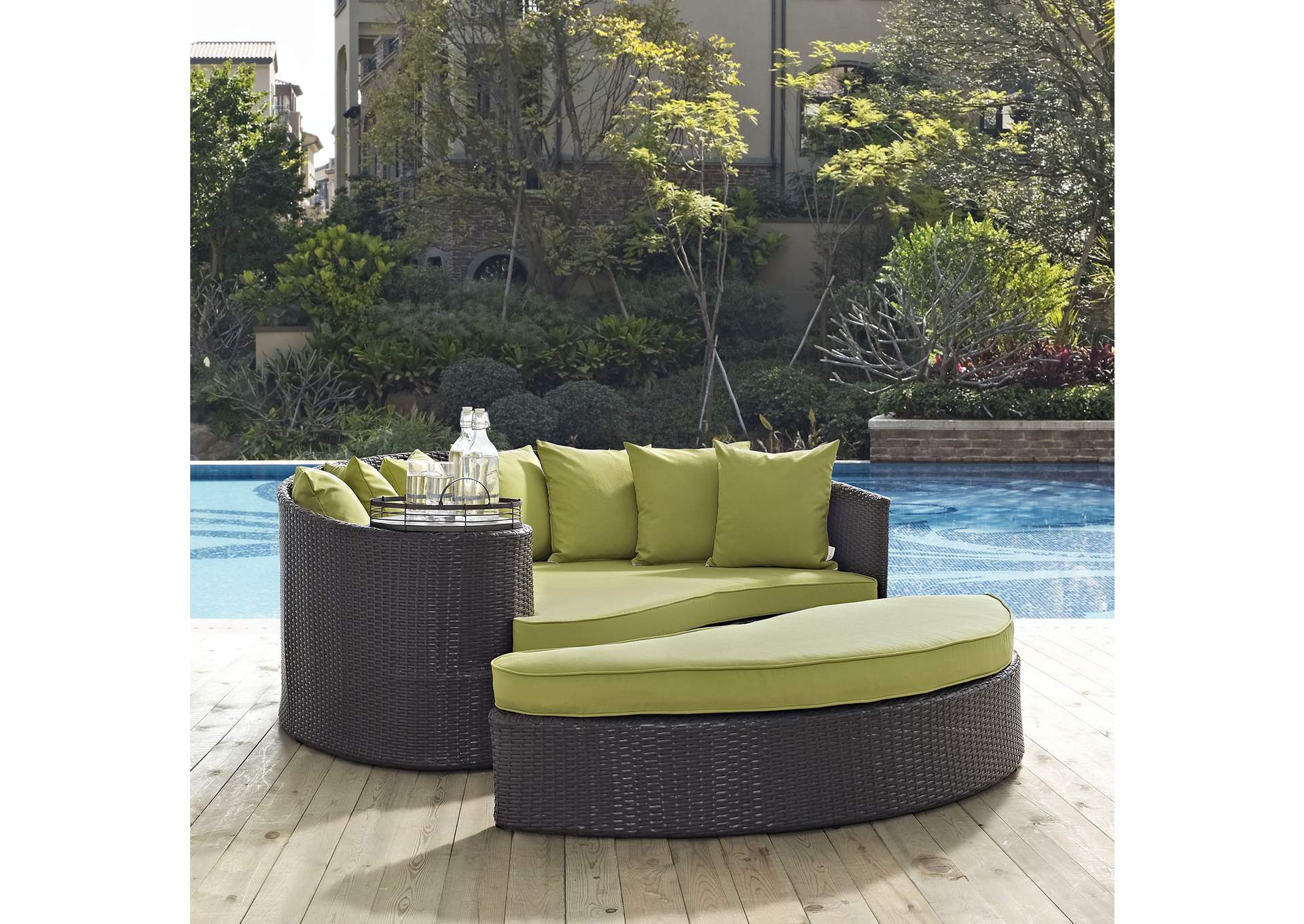 Espresso Peridot Convene Outdoor Patio Daybed,Modway