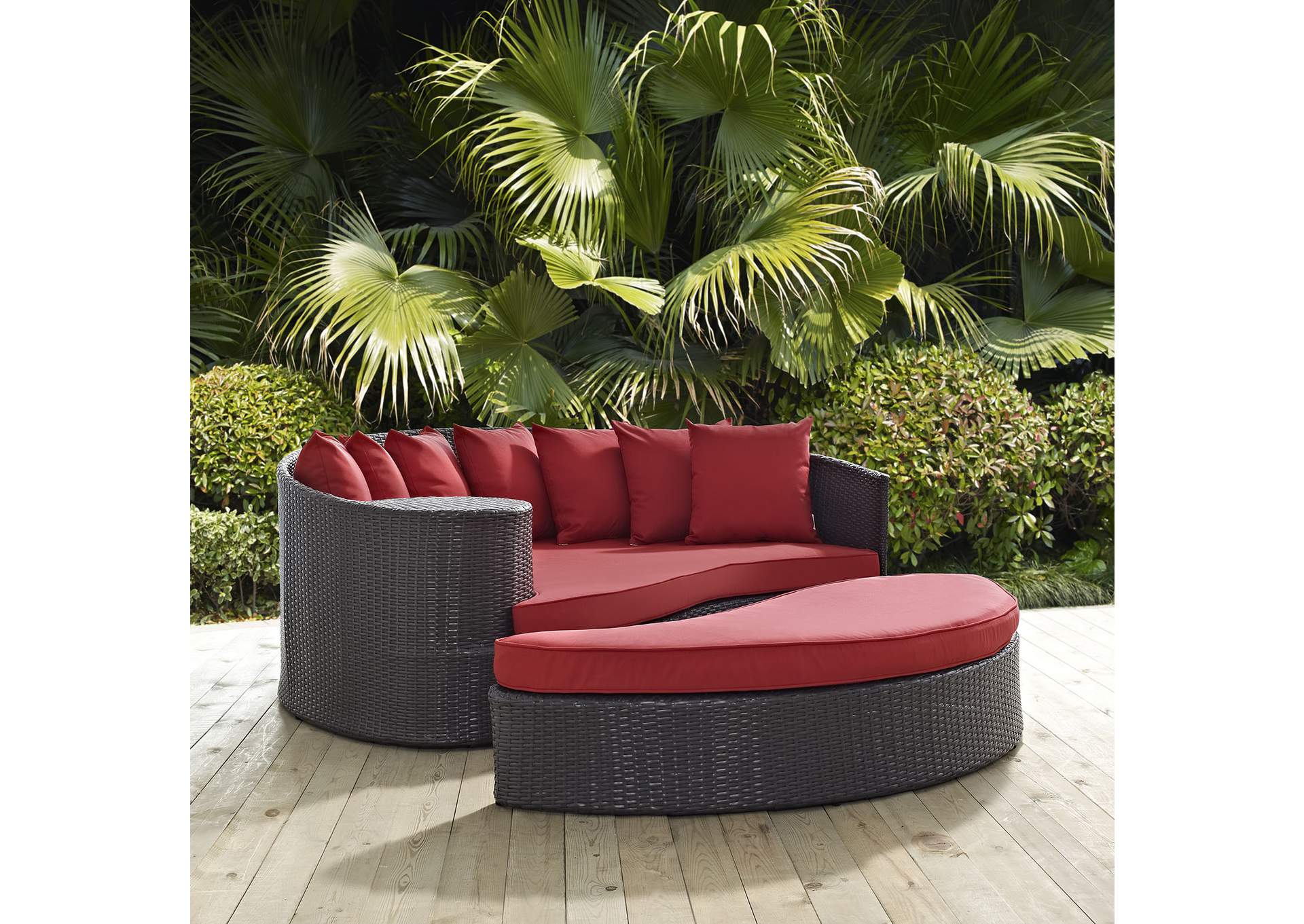 Espresso Red Convene Outdoor Patio Daybed,Modway