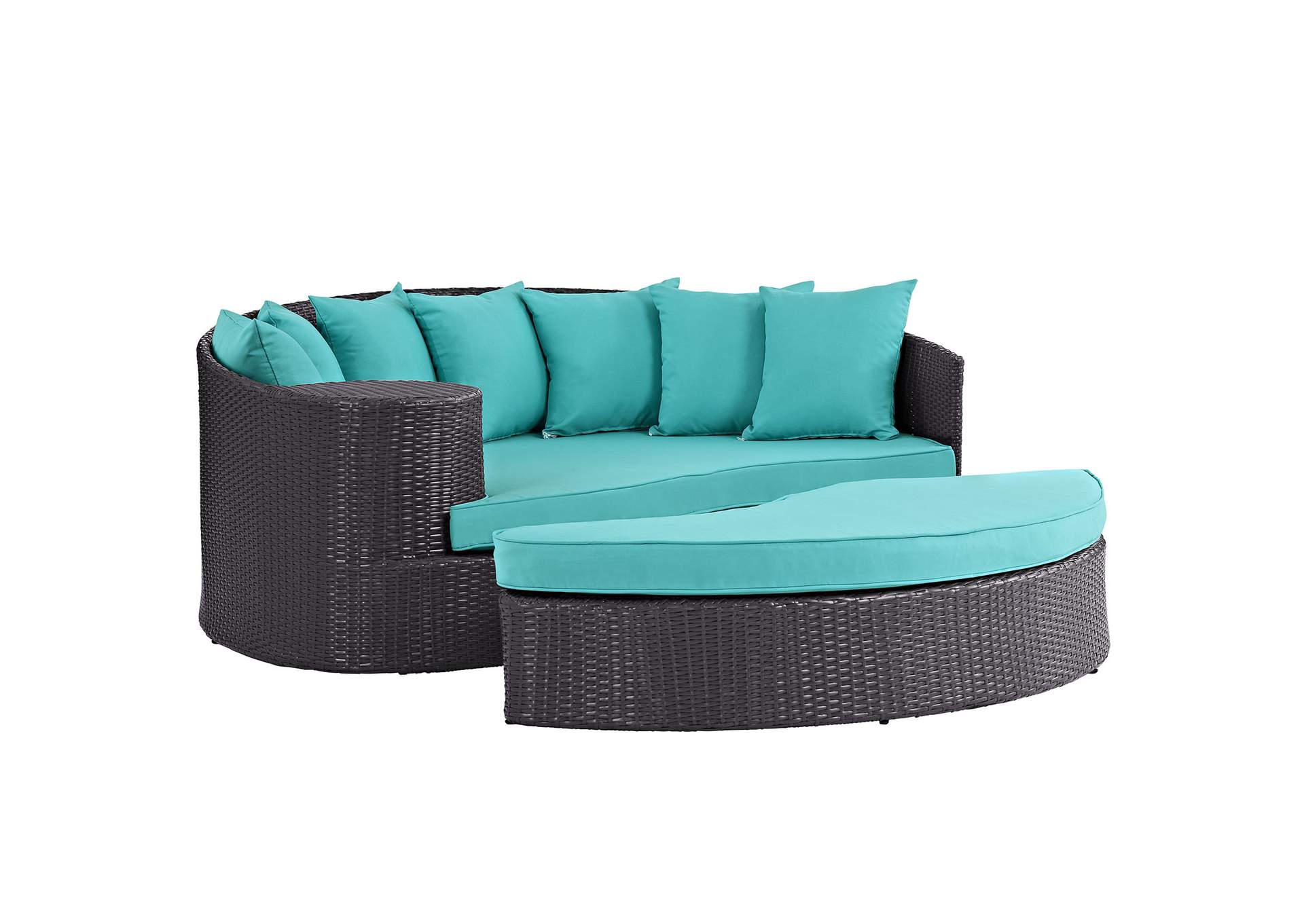 Espresso Turquoise Convene Outdoor Patio Daybed,Modway