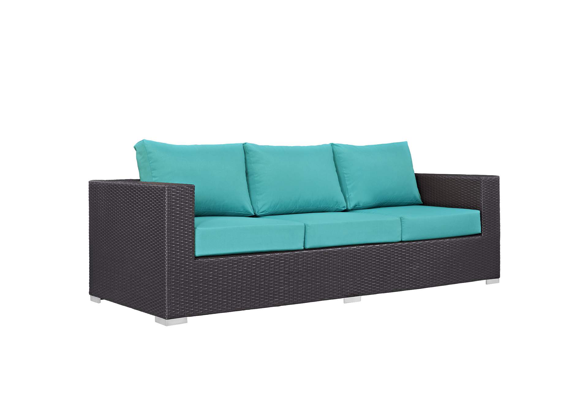 Convene Espresso Turquoise 3 Piece Outdoor Patio Sofa Set,Modway