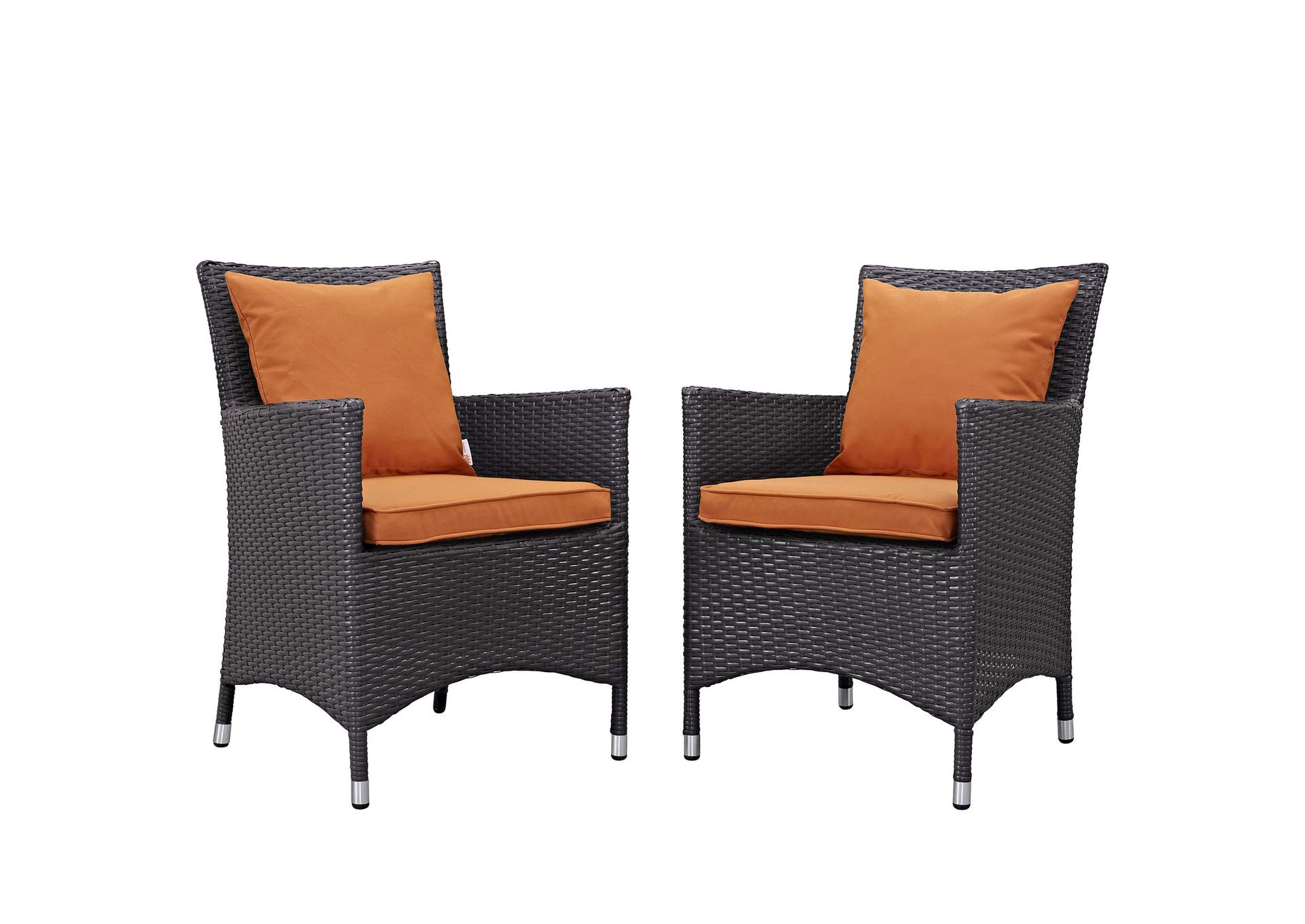 Espresso Orange Convene 2 Piece Outdoor Patio Dining Set,Modway