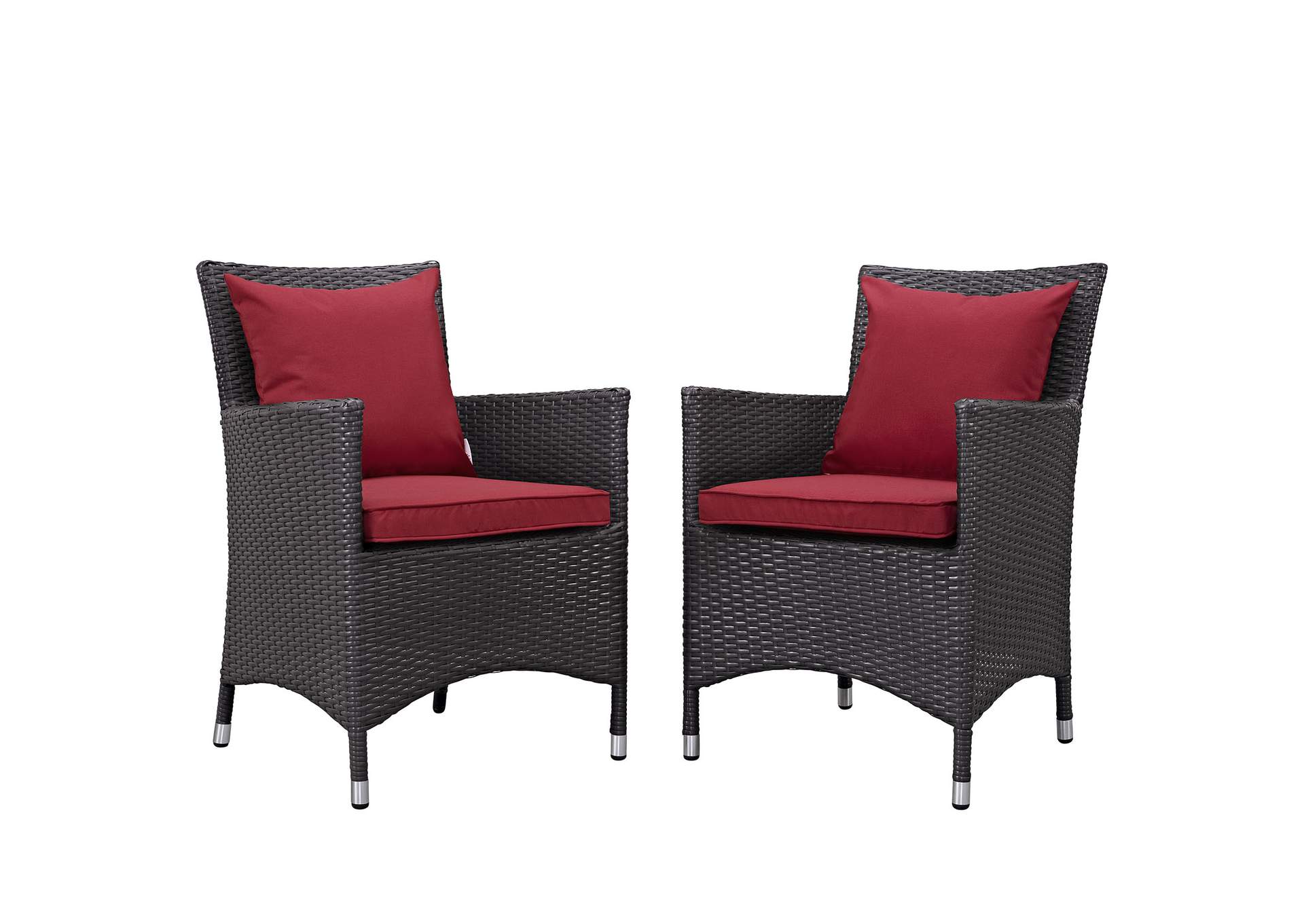 Espresso Red Convene 2 Piece Outdoor Patio Dining Set,Modway