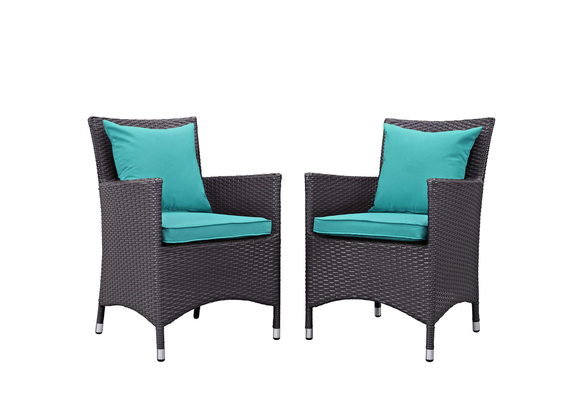 Convene Espresso Turquoise 2 Piece Outdoor Patio Dining Set,Modway