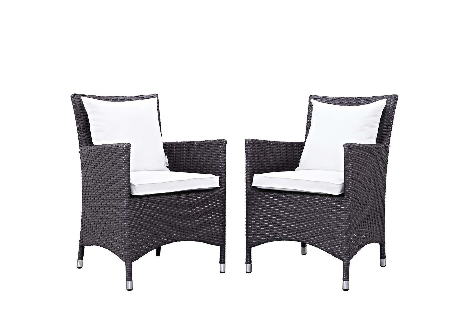 Espresso White Convene 2 Piece Outdoor Patio Dining Set,Modway