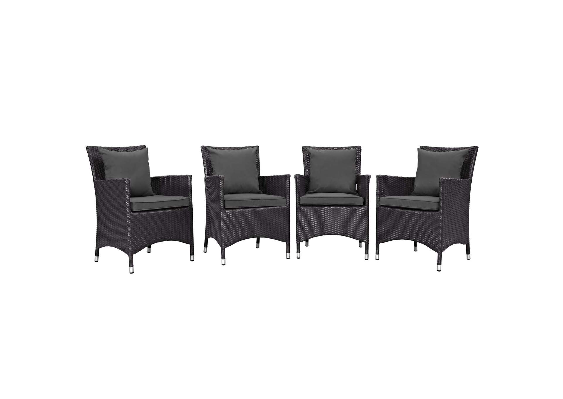 Espresso Charcoal Convene 4 Piece Outdoor Patio Dining Set,Modway