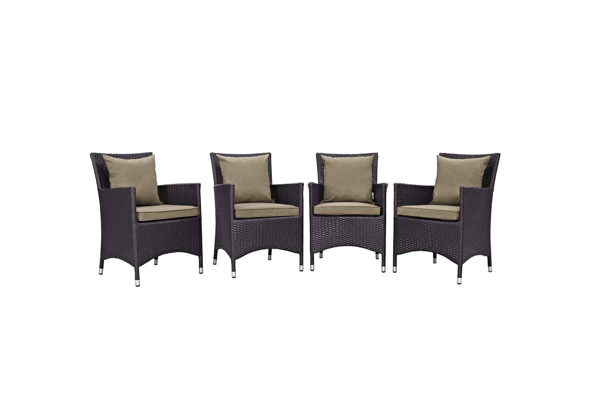 Espresso Mocha Convene 4 Piece Outdoor Patio Dining Set,Modway