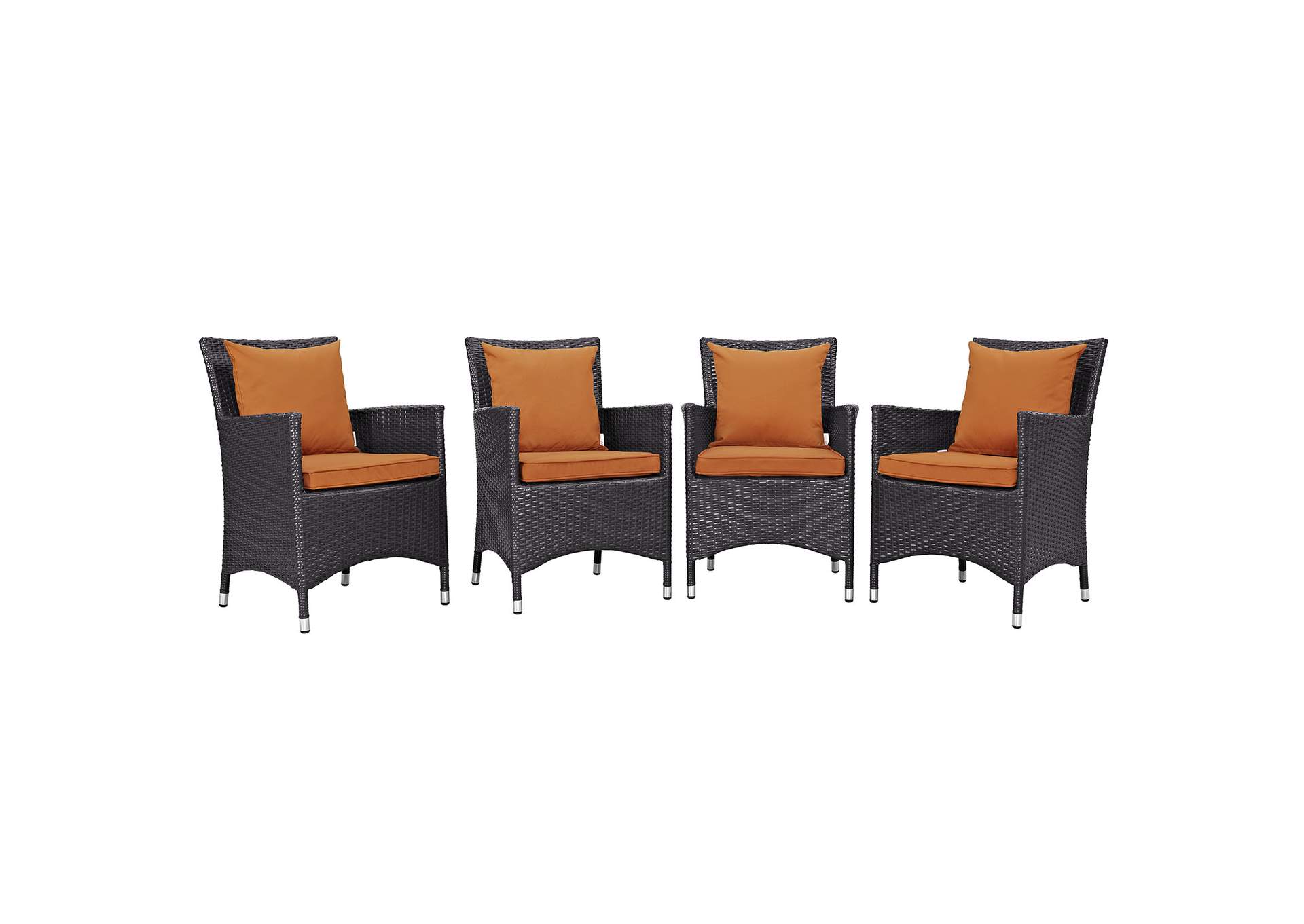 Espresso Orange Convene 4 Piece Outdoor Patio Dining Set,Modway