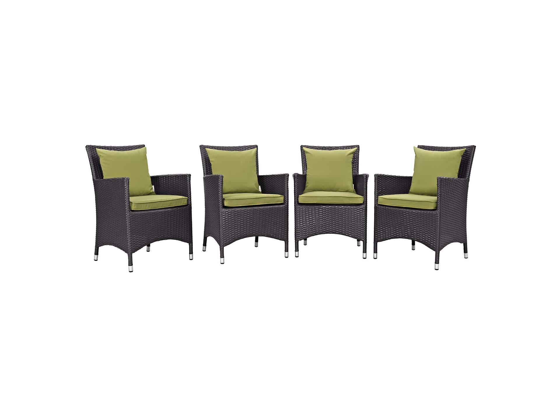 Espresso Peridot Convene 4 Piece Outdoor Patio Dining Set,Modway