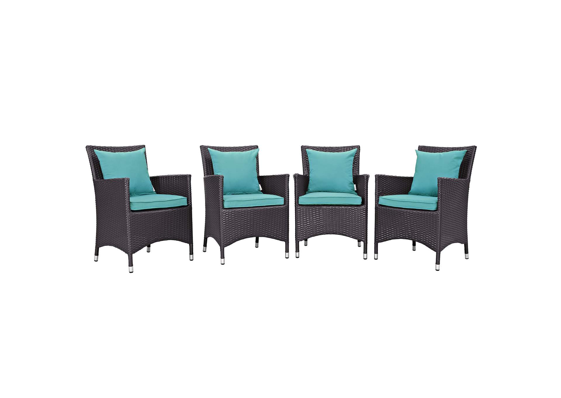 Espresso Turquoise Convene 4 Piece Outdoor Patio Dining Set,Modway