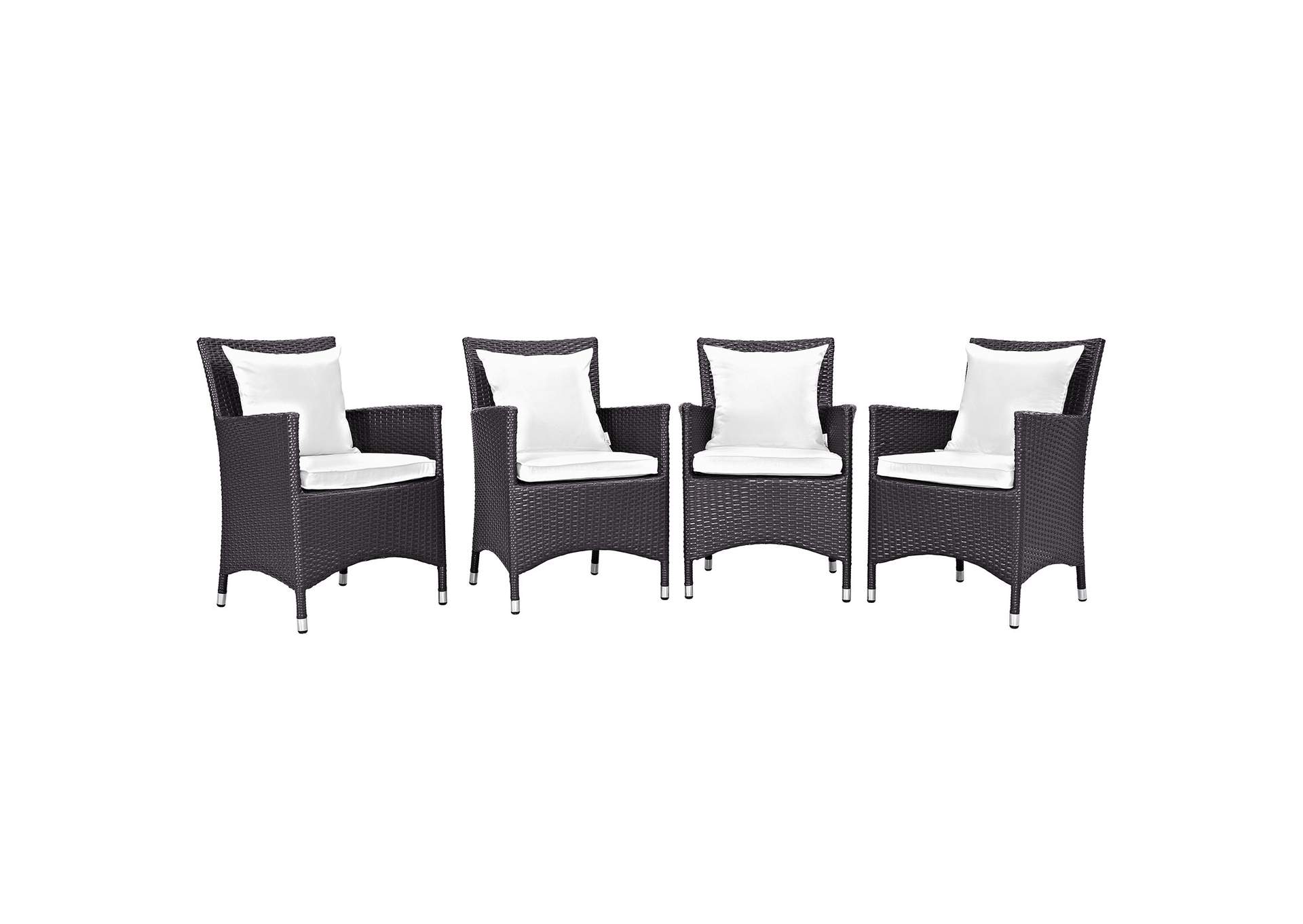 Espresso White Convene 4 Piece Outdoor Patio Dining Set,Modway