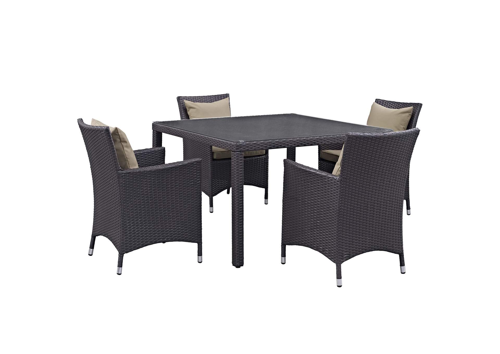 Espresso Mocha Convene 5 Piece Outdoor Patio Dining Set,Modway