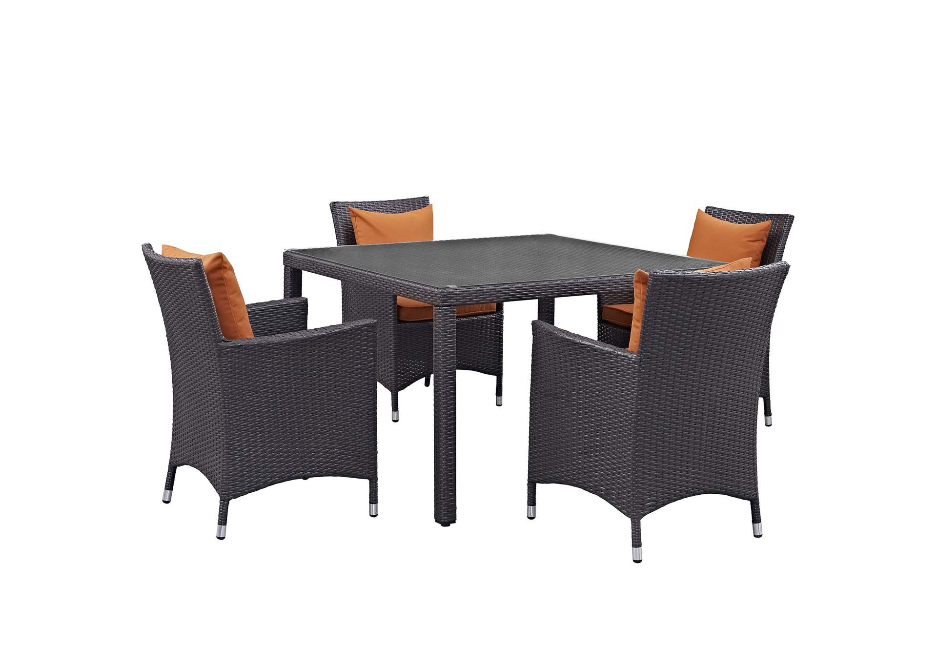 Espresso Orange Convene 5 Piece Outdoor Patio Dining Set,Modway