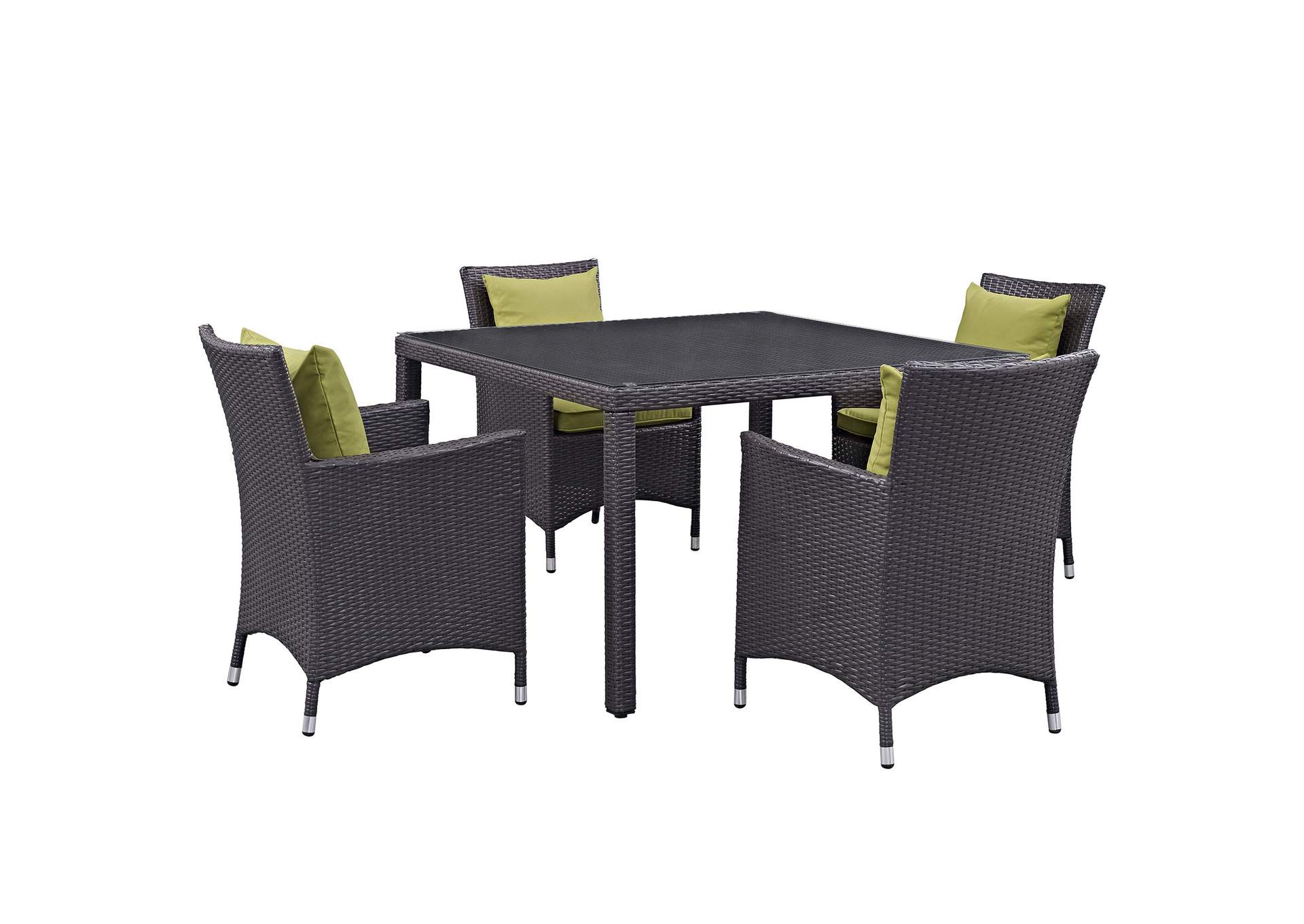 Espresso Peridot Convene 5 Piece Outdoor Patio Dining Set,Modway