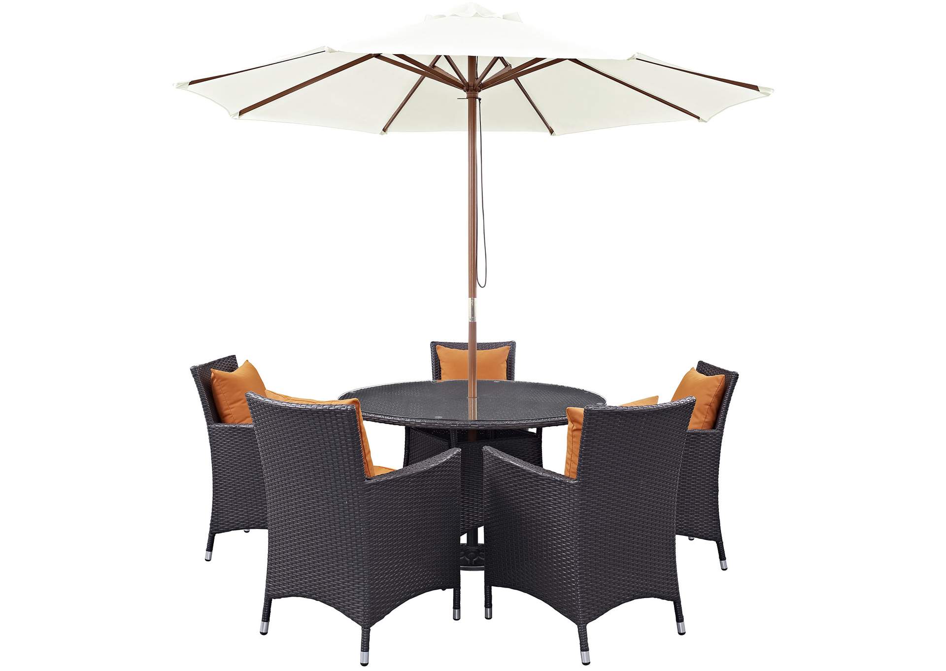 Espresso Orange Convene 7 Piece Outdoor Patio Dining Set,Modway