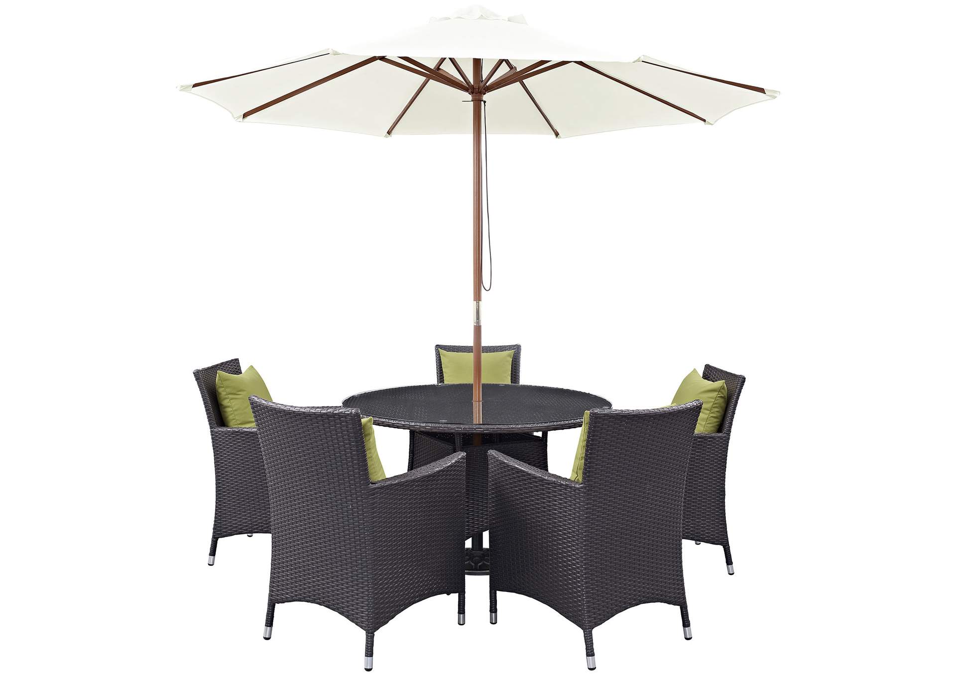 Espresso Peridot Convene 7 Piece Outdoor Patio Dining Set,Modway