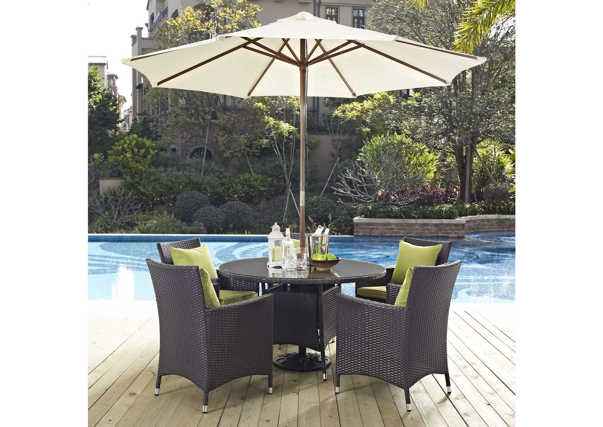 Espresso Peridot Convene 7 Piece Outdoor Patio Dining Set,Modway