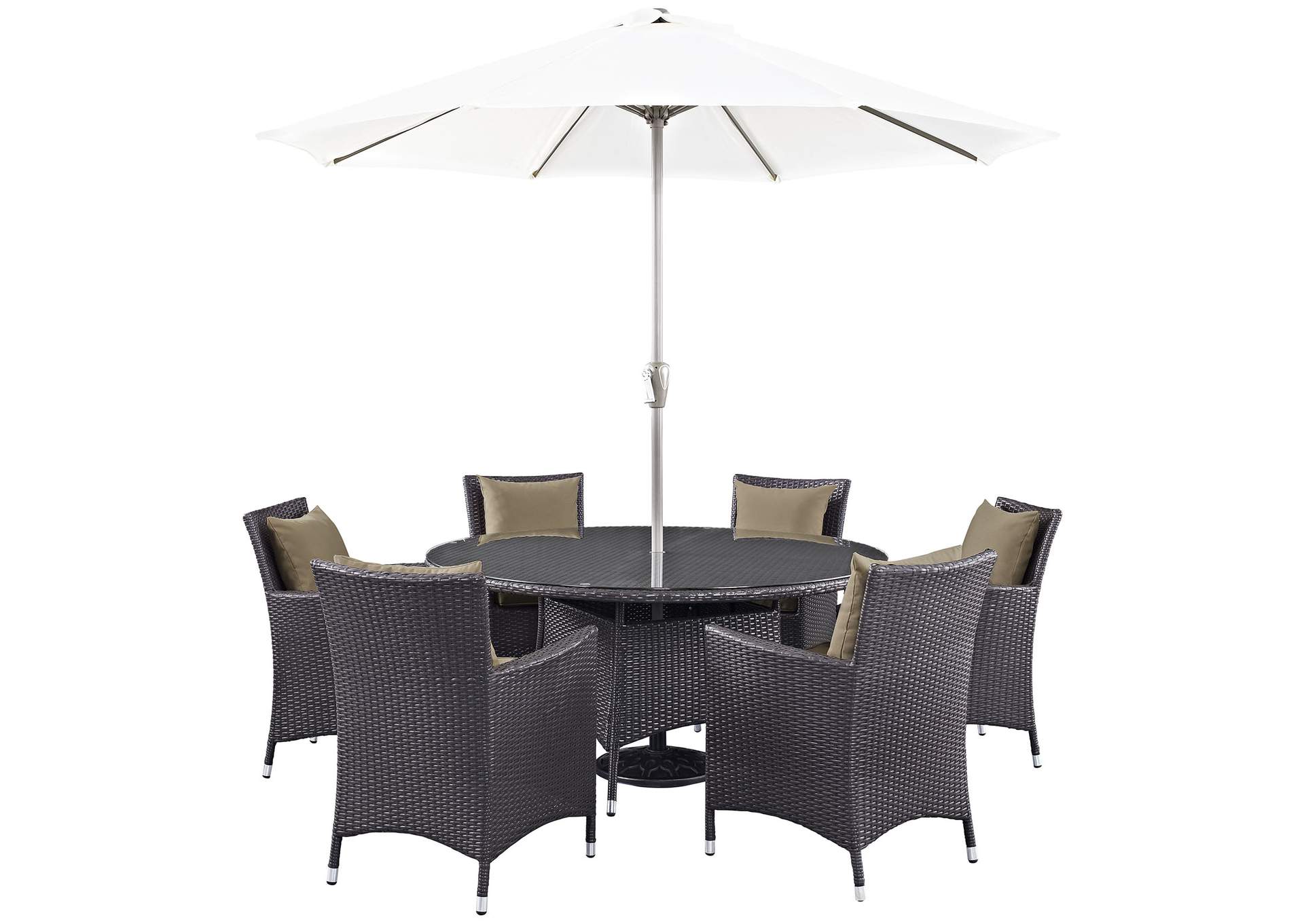 Espresso Mocha Convene 8 Piece Outdoor Patio Dining Set,Modway