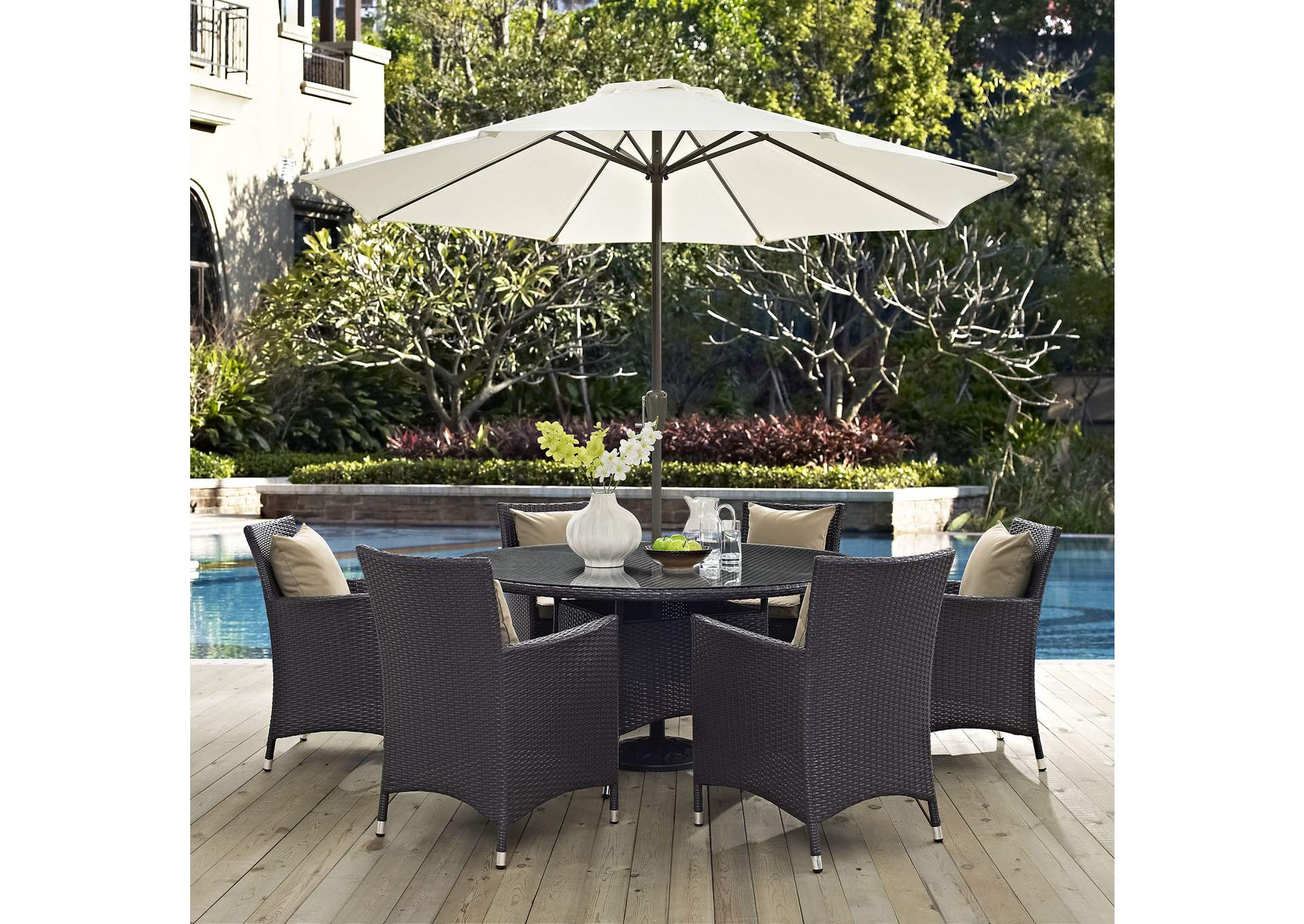 Espresso Mocha Convene 8 Piece Outdoor Patio Dining Set,Modway