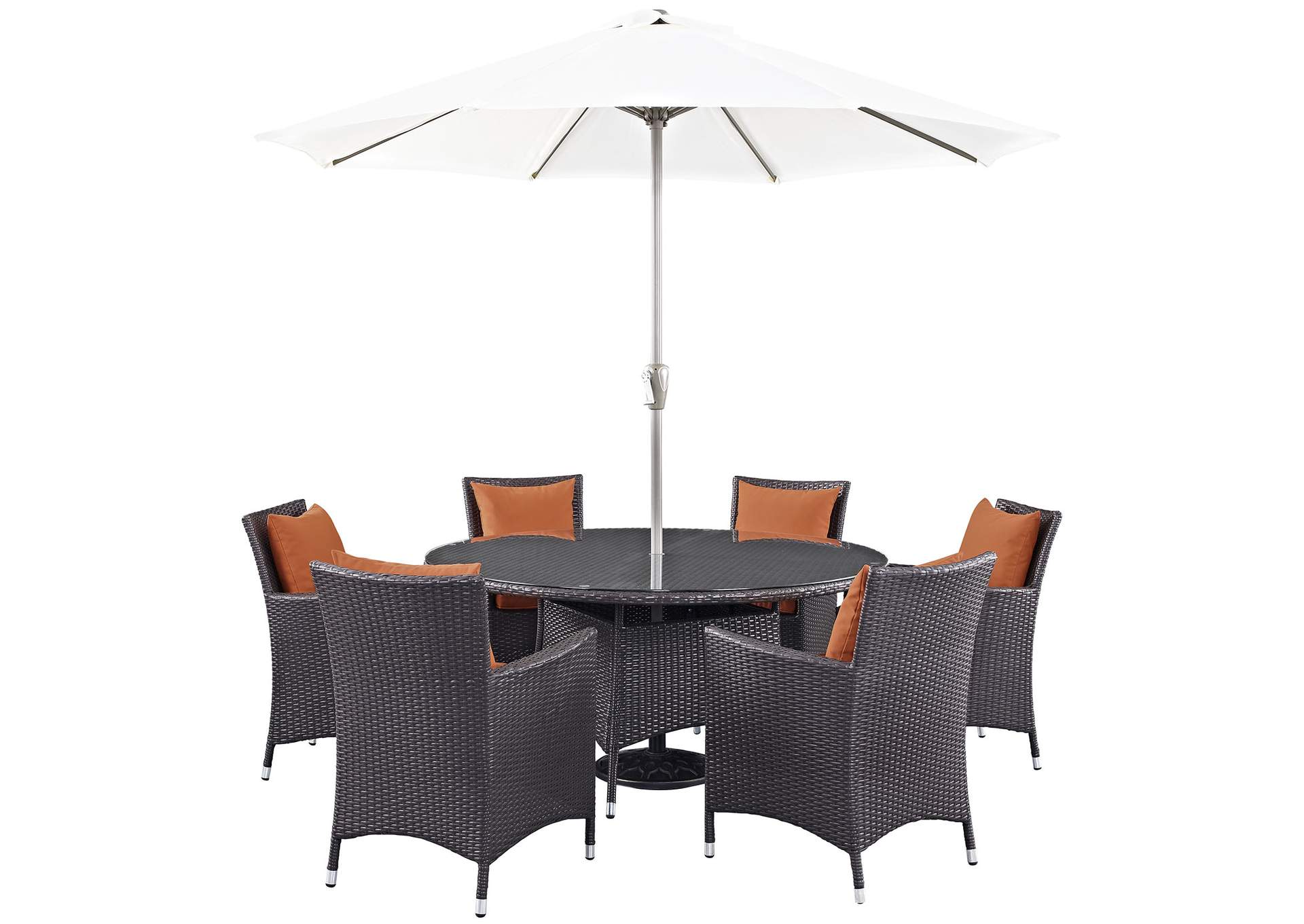 Espresso Orange Convene 8 Piece Outdoor Patio Dining Set,Modway