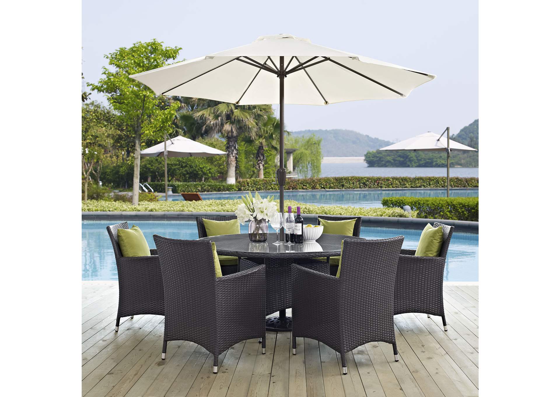 Espresso Peridot Convene 8 Piece Outdoor Patio Dining Set,Modway