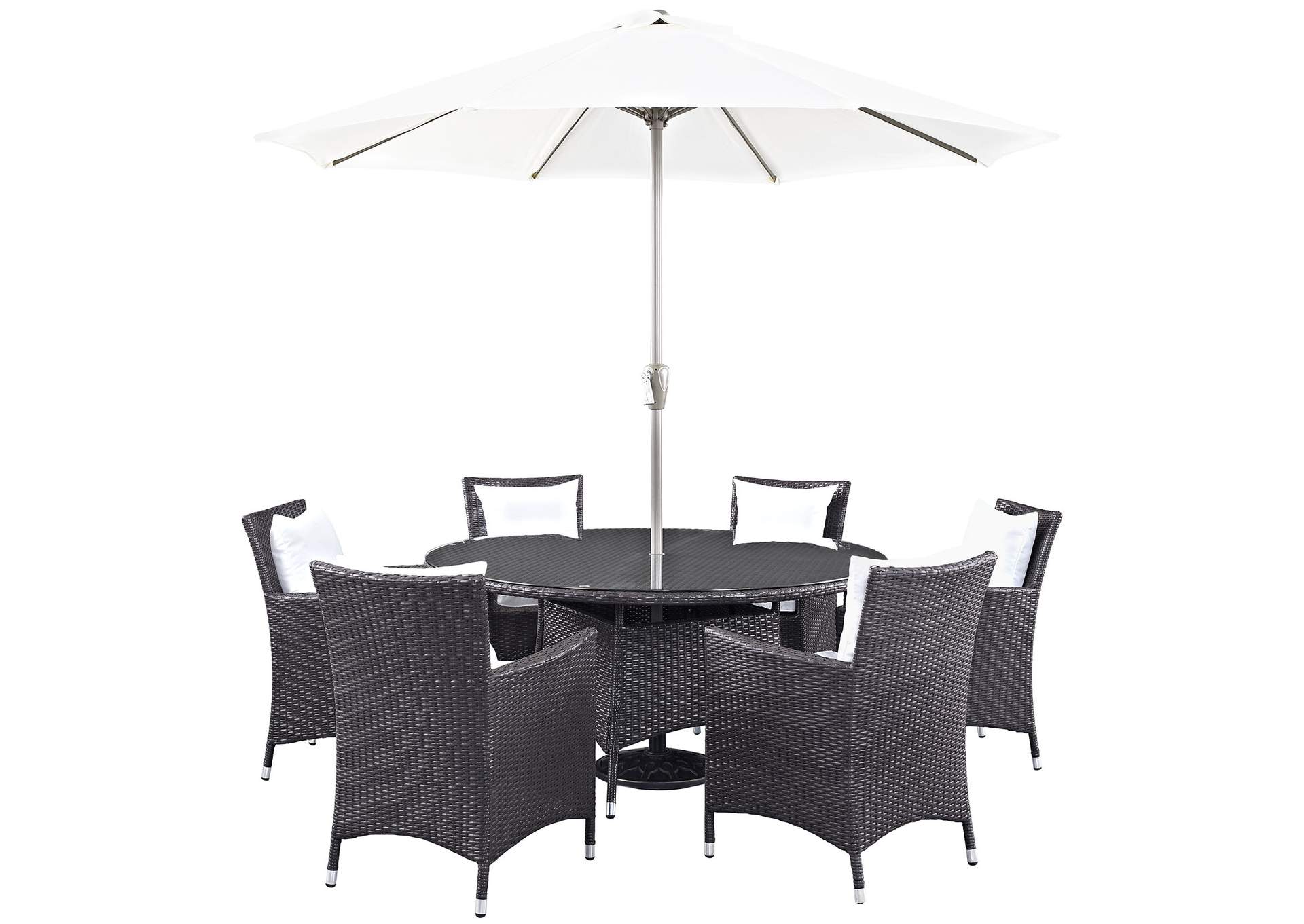 Espresso White Convene 8 Piece Outdoor Patio Dining Set,Modway