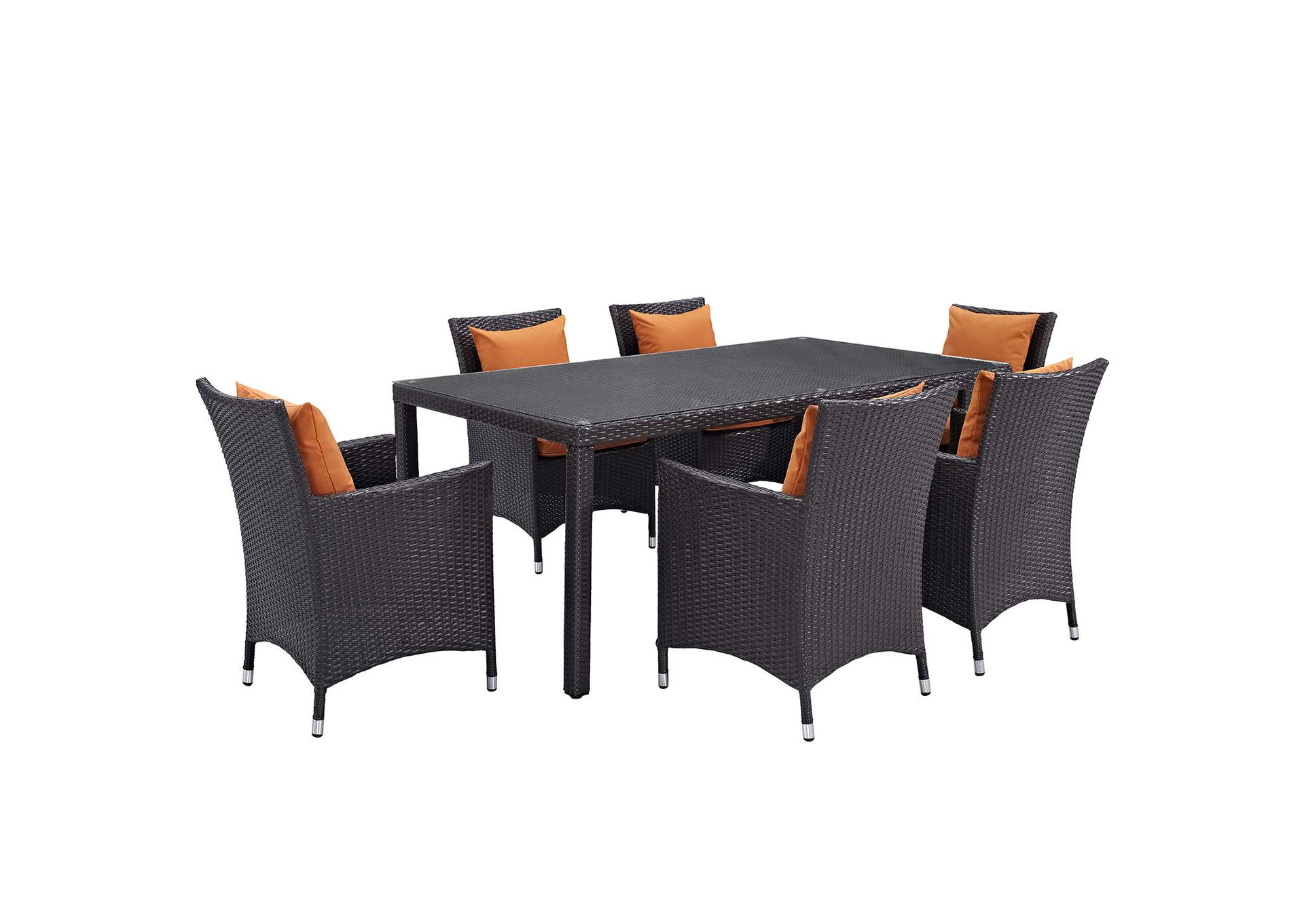 Espresso Orange Convene 7 Piece Outdoor Patio Dining Set,Modway