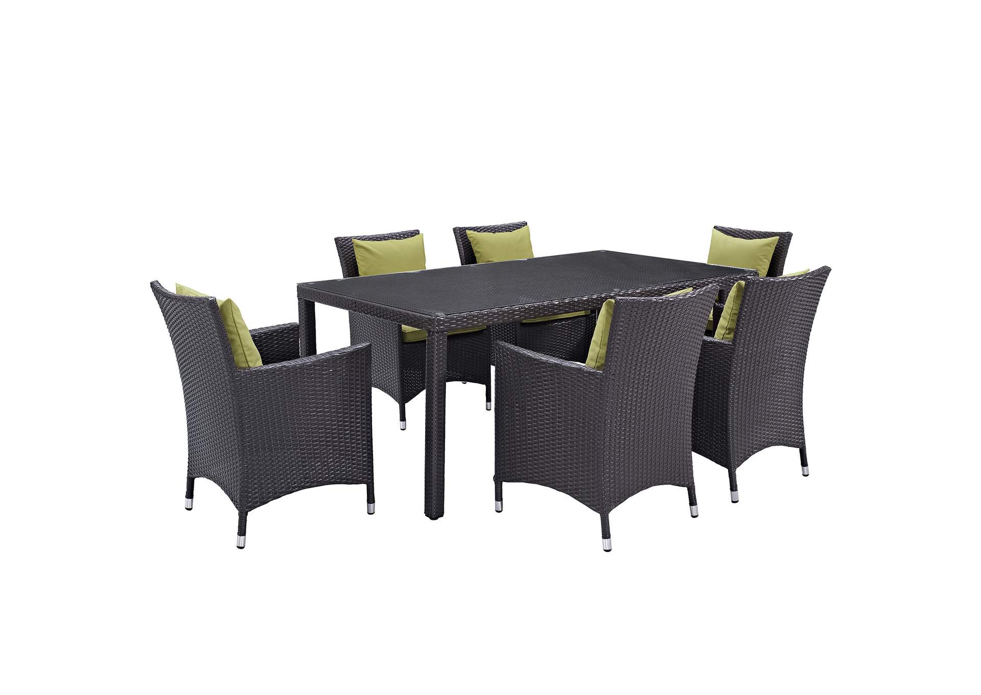 Espresso Peridot Convene 7 Piece Outdoor Patio Dining Set,Modway