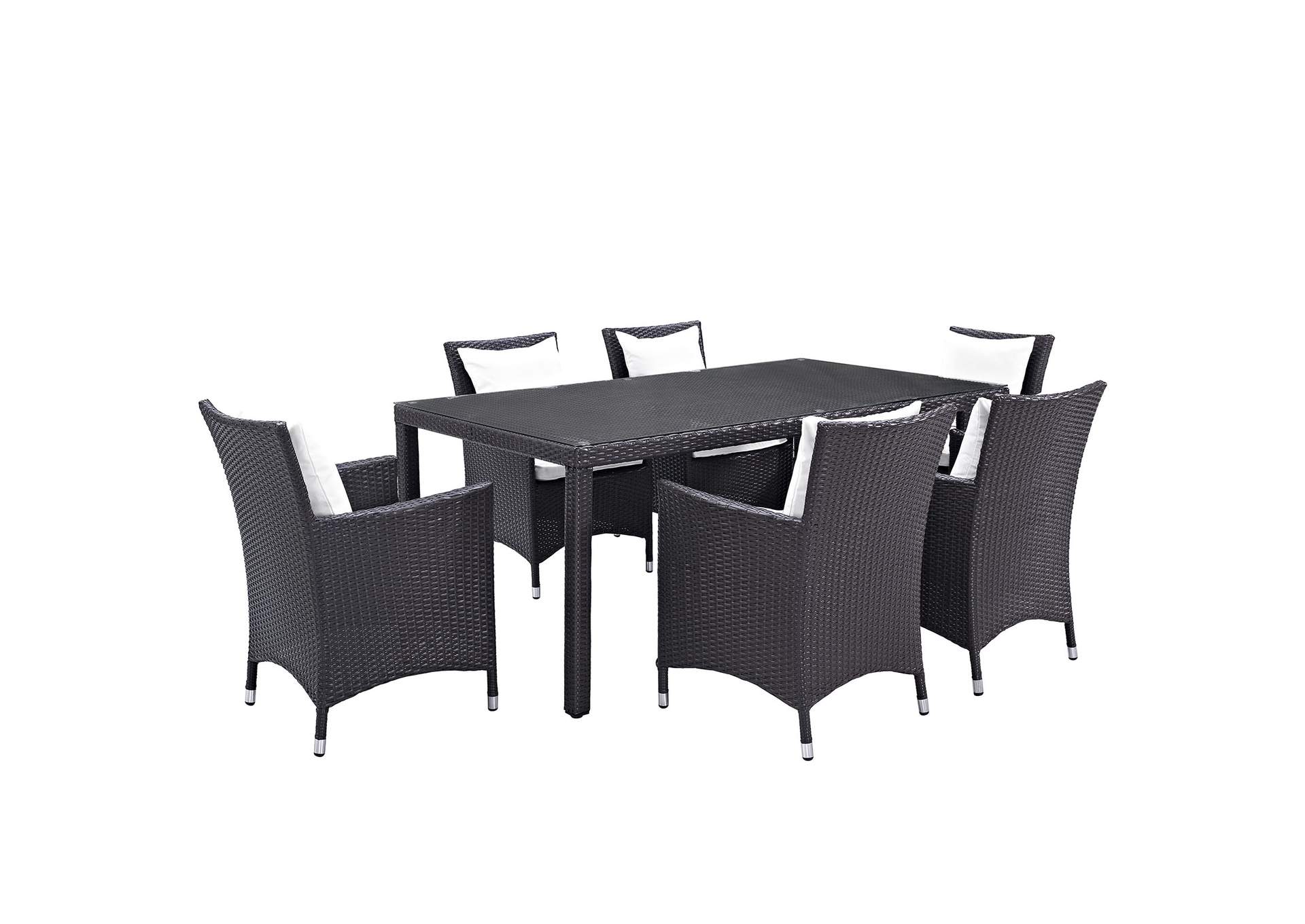 Espresso White Convene 7 Piece Outdoor Patio Dining Set,Modway