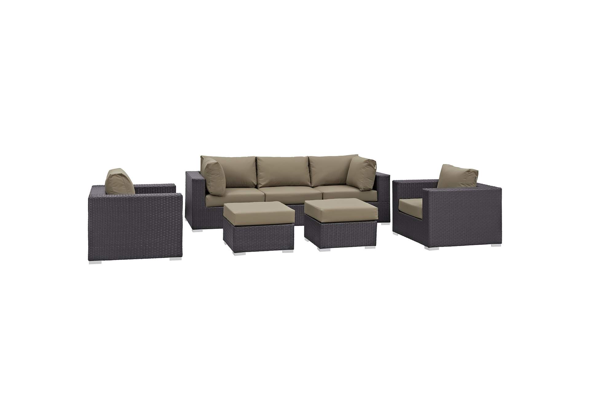 Convene Espresso Mocha 7 Piece Outdoor Patio Sectional Set,Modway