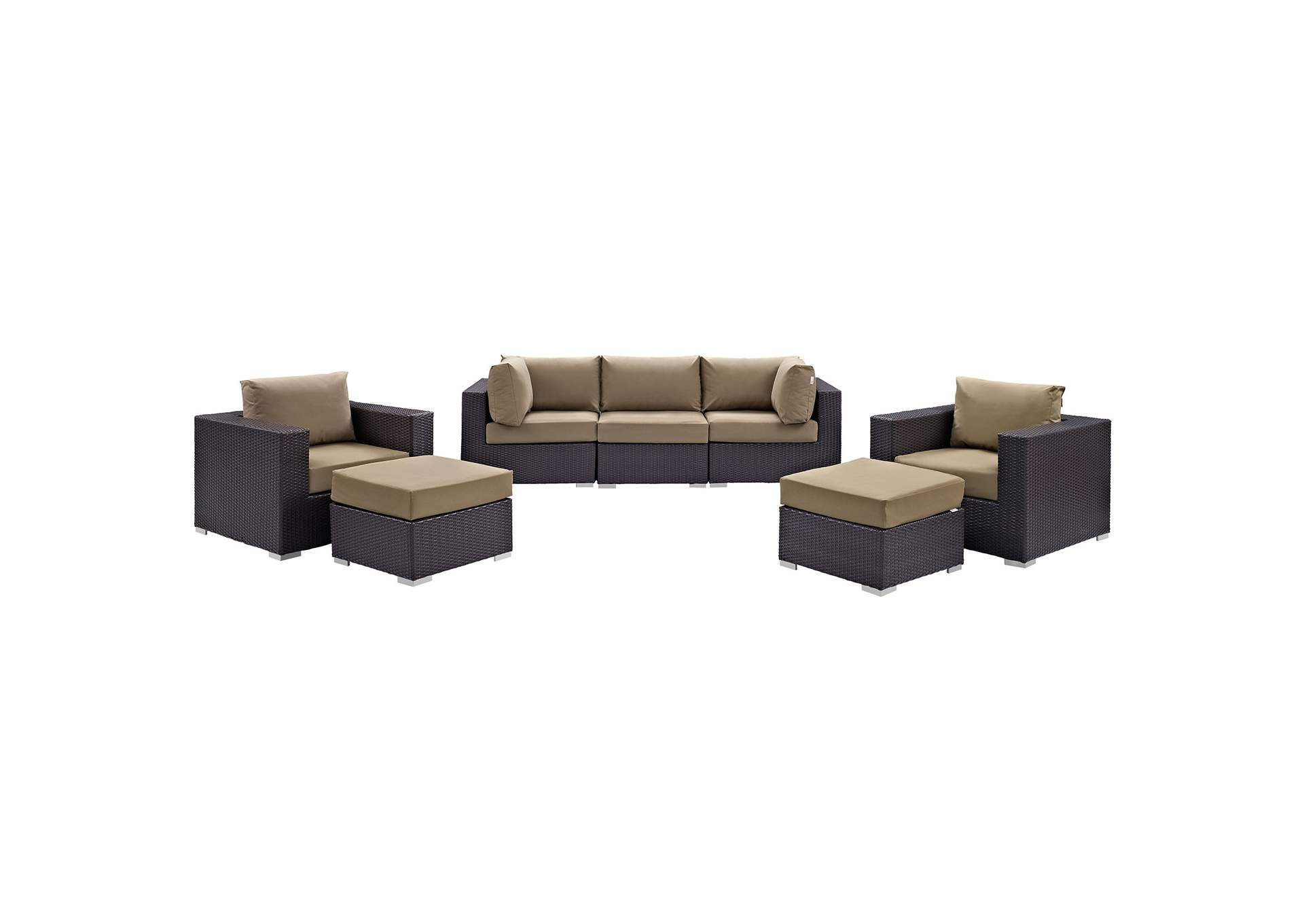 Convene Espresso Mocha 7 Piece Outdoor Patio Sectional Set,Modway