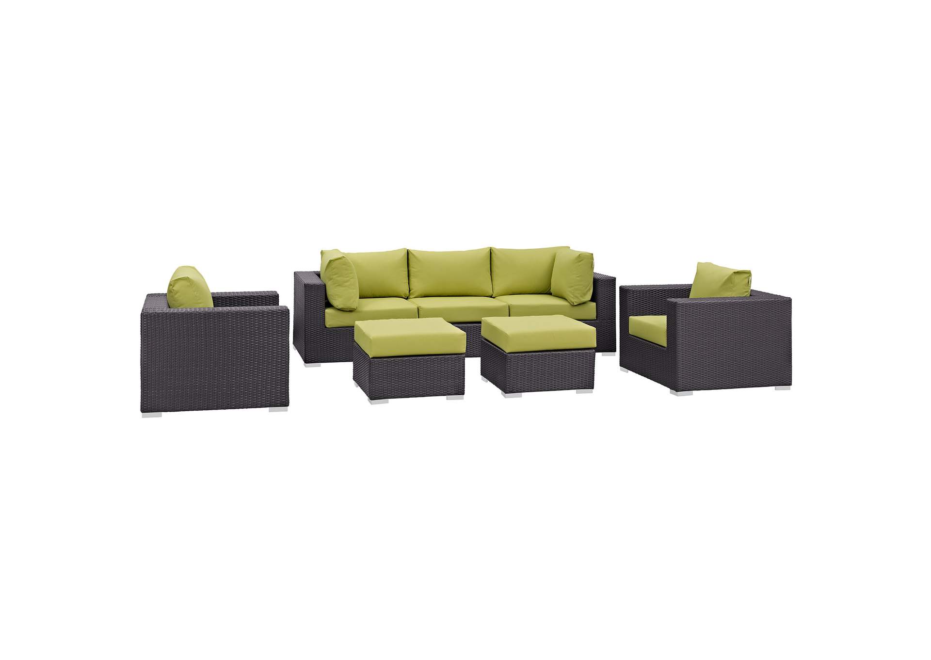 Convene Espresso Peridot 7 Piece Outdoor Patio Sectional Set,Modway