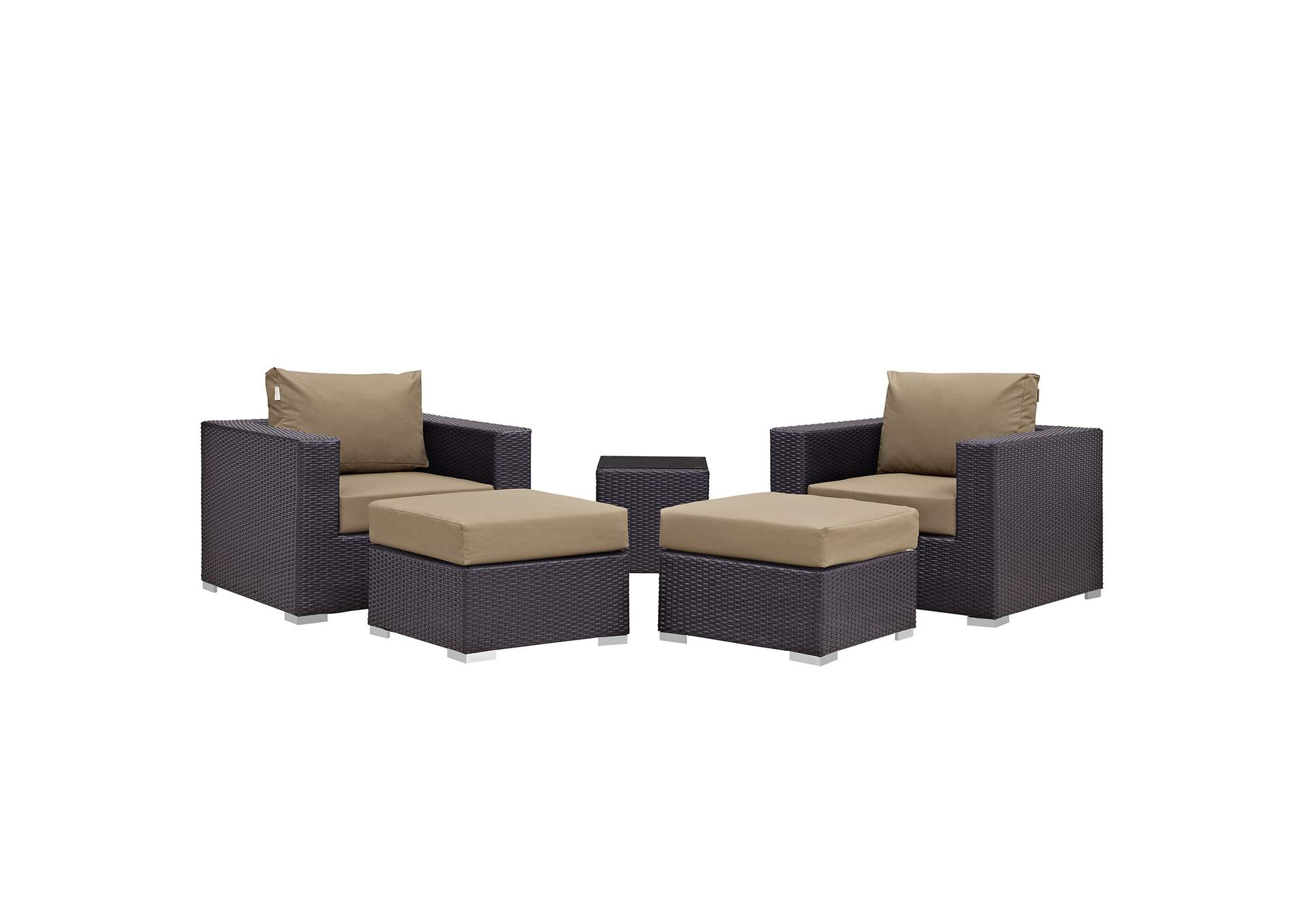 Convene Espresso Mocha 5 Piece Outdoor Patio Sectional Set,Modway