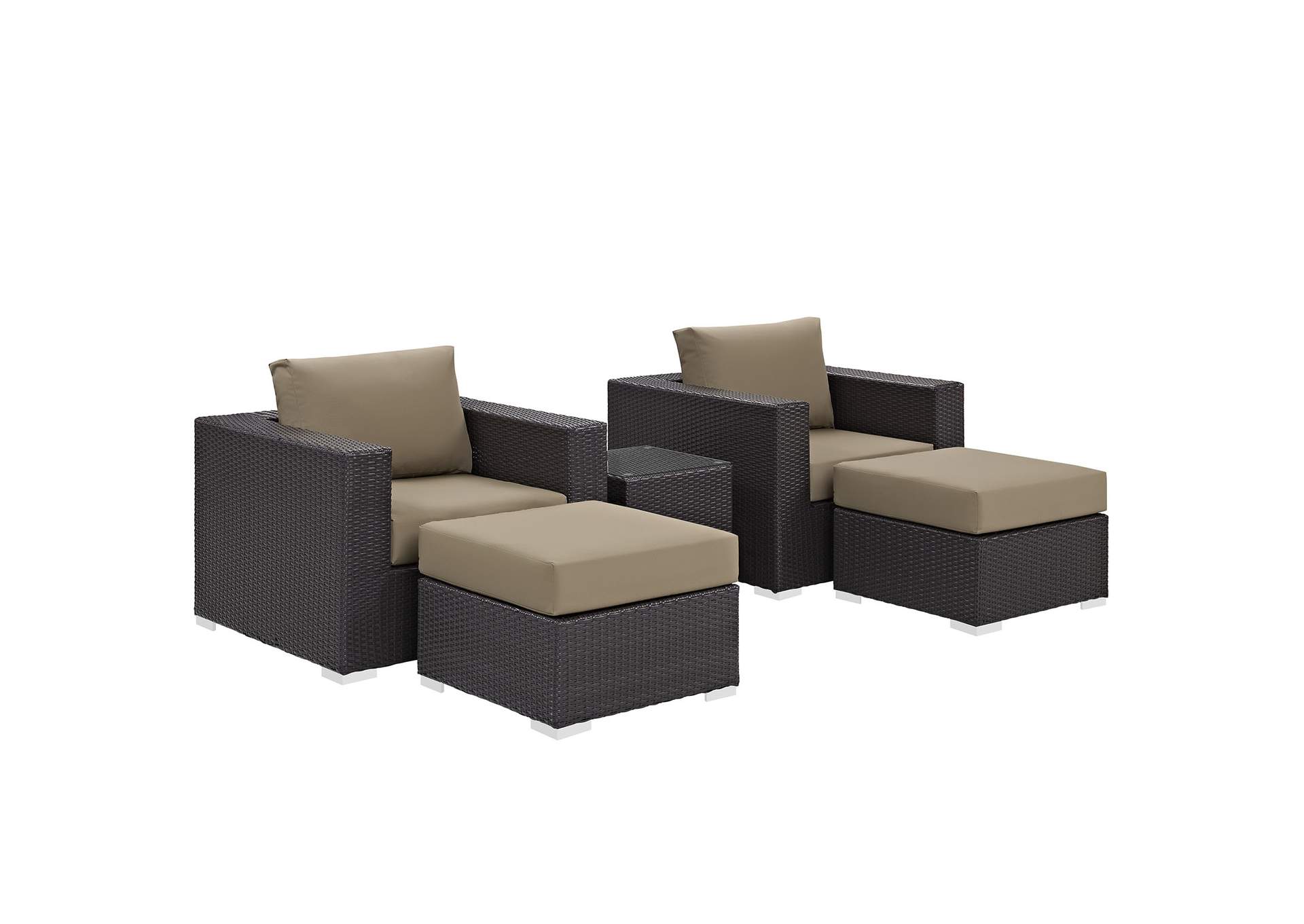 Convene Espresso Mocha 5 Piece Outdoor Patio Sectional Set,Modway