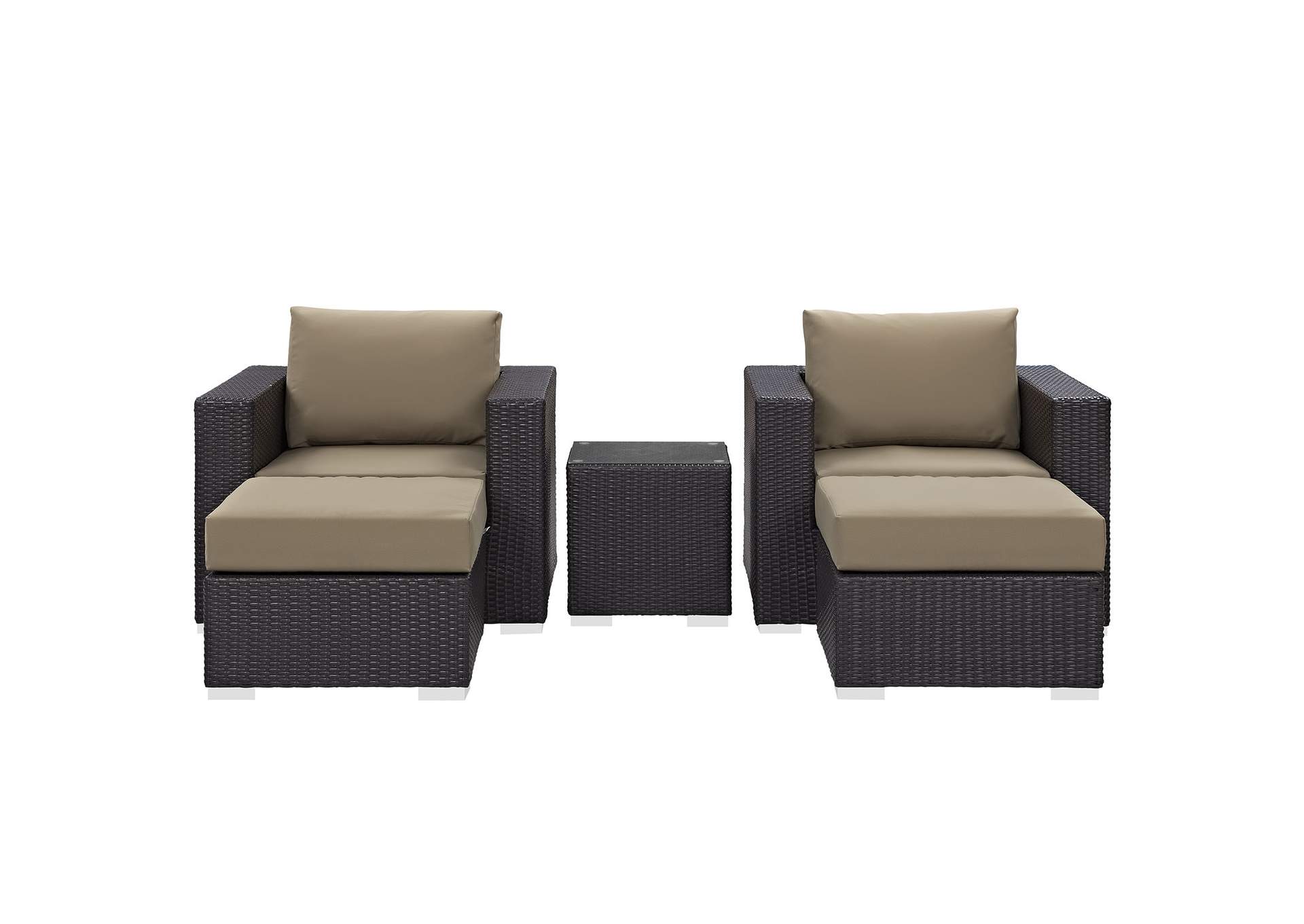 Convene Espresso Mocha 5 Piece Outdoor Patio Sectional Set,Modway