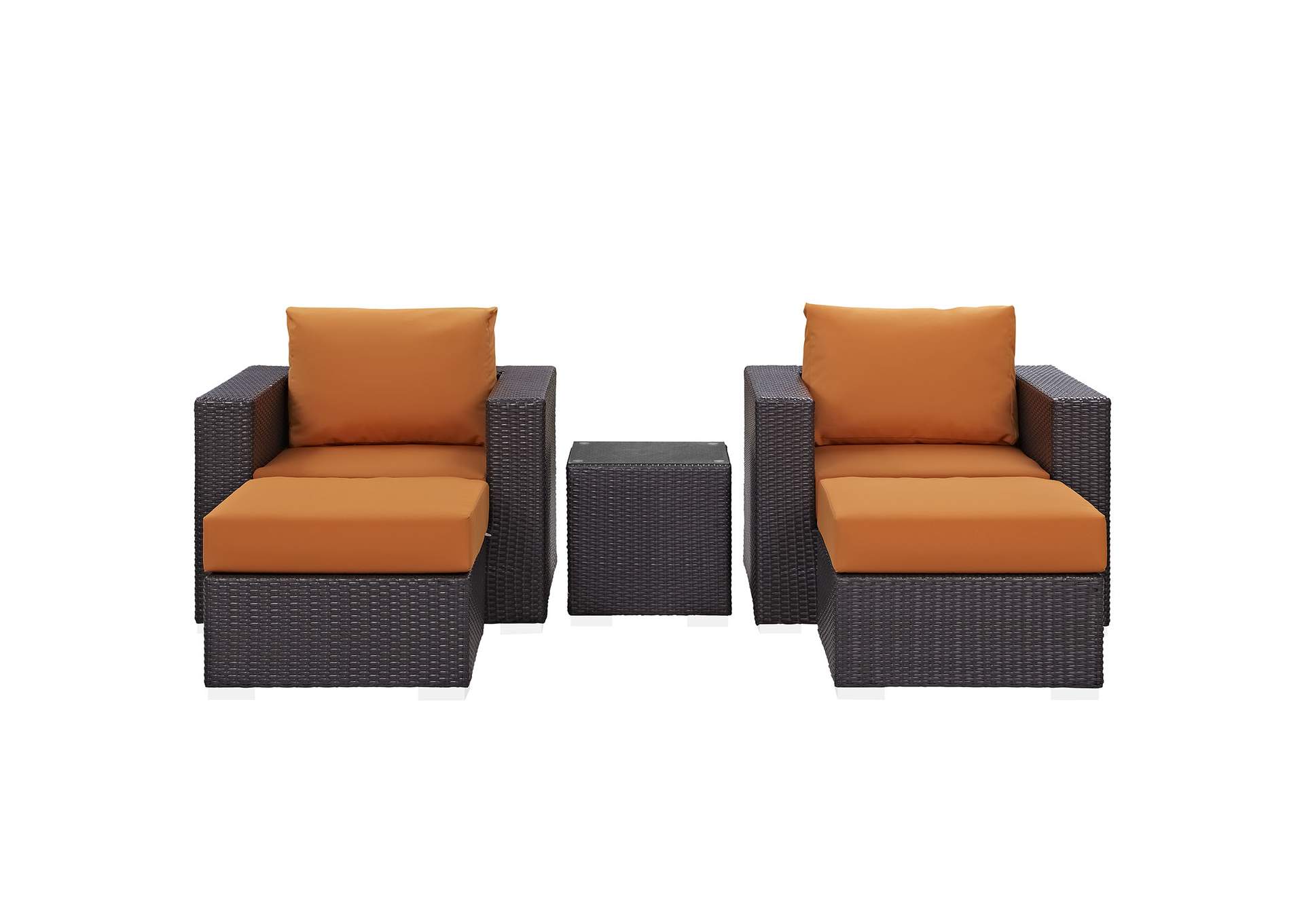 Convene Espresso Orange 5 Piece Outdoor Patio Sectional Set,Modway