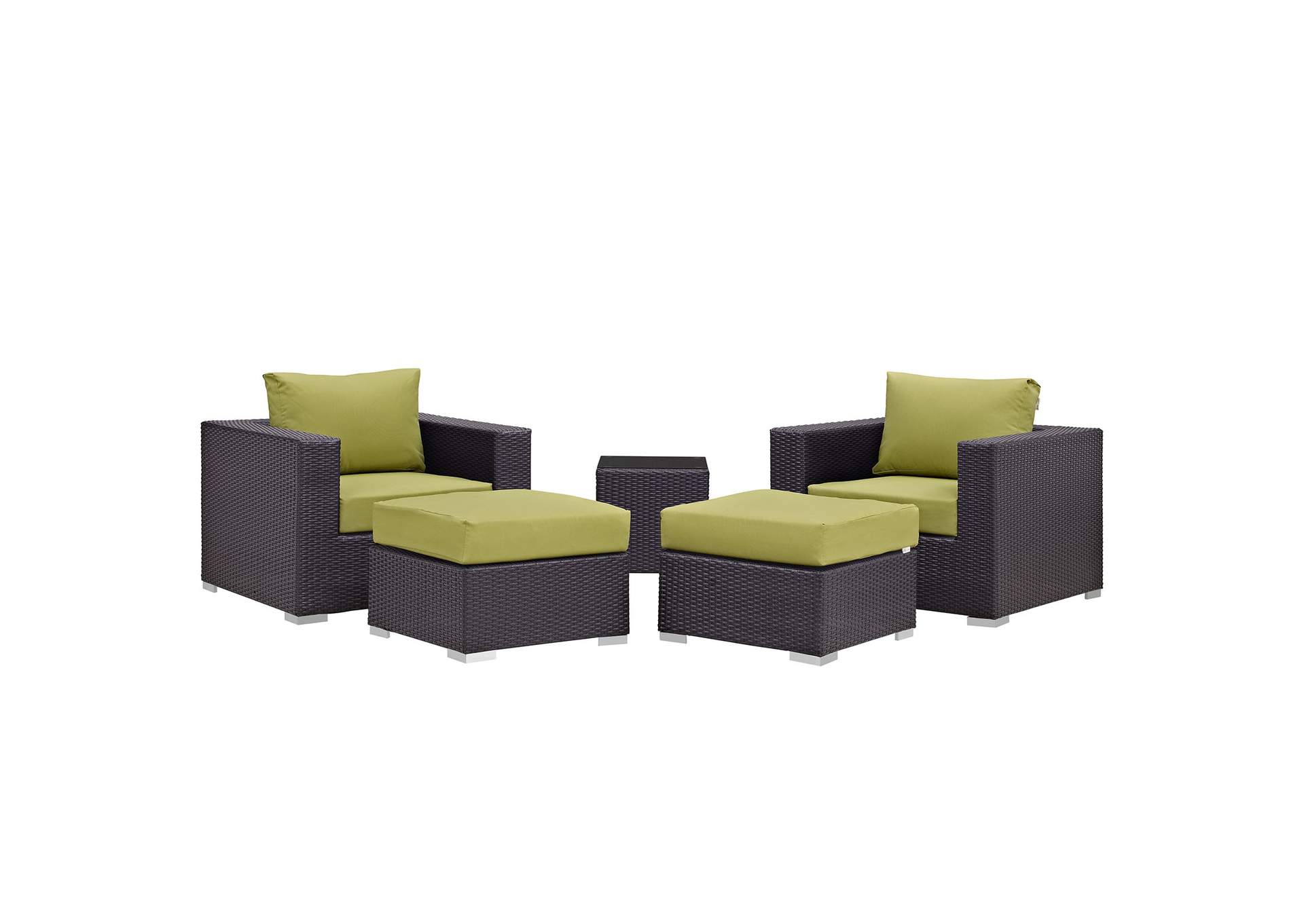 Convene Espresso Peridot 5 Piece Outdoor Patio Sectional Set,Modway