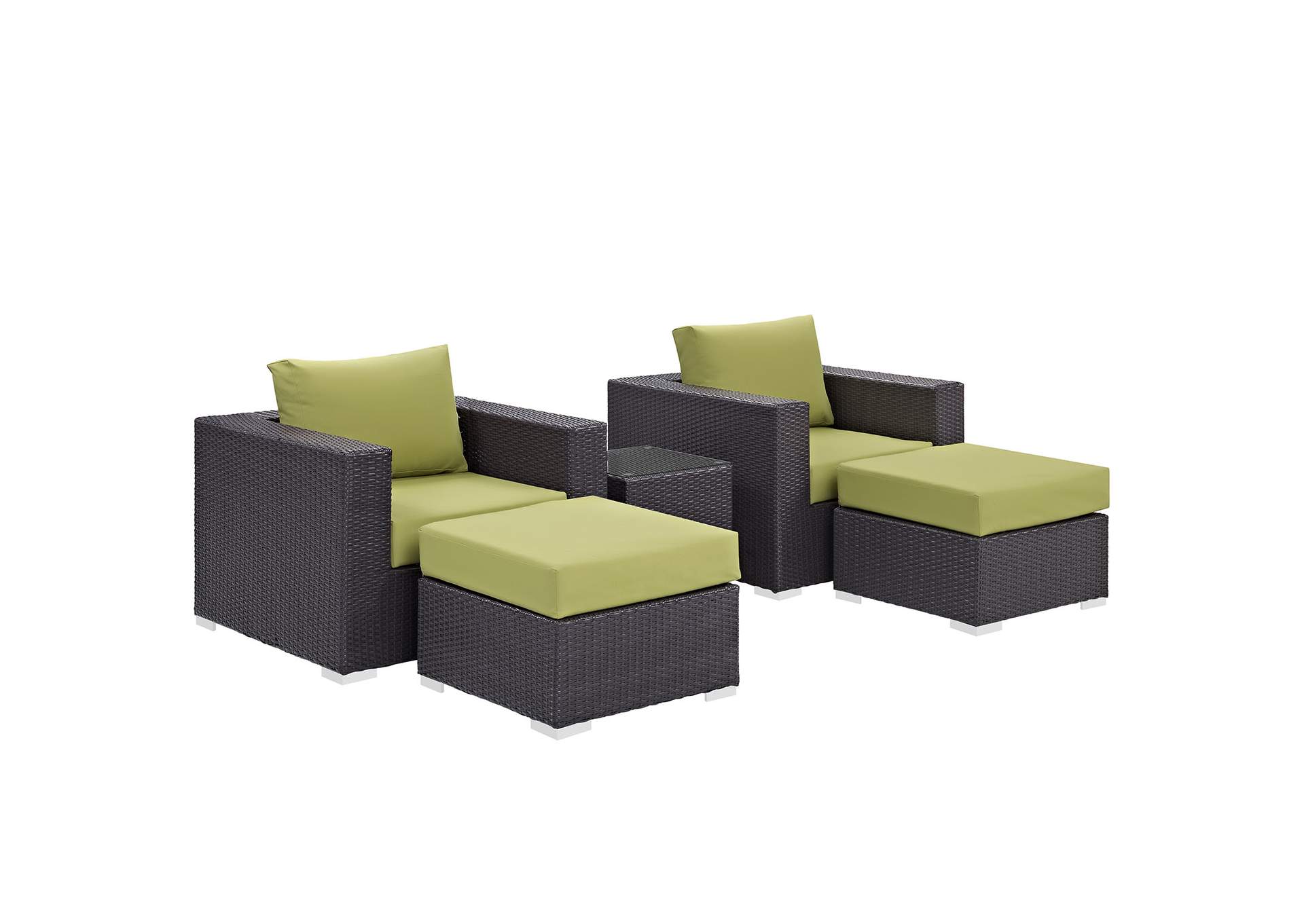 Convene Espresso Peridot 5 Piece Outdoor Patio Sectional Set,Modway