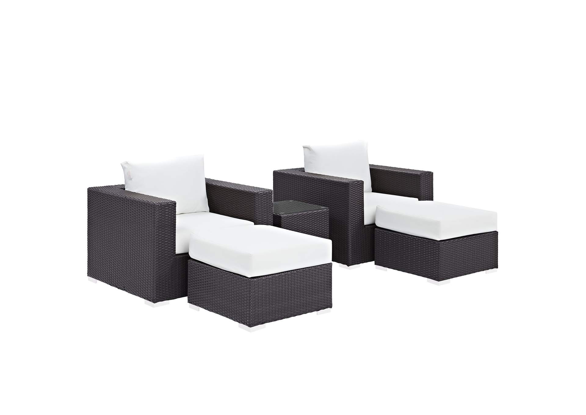 Convene Espresso White 5 Piece Outdoor Patio Sectional Set,Modway