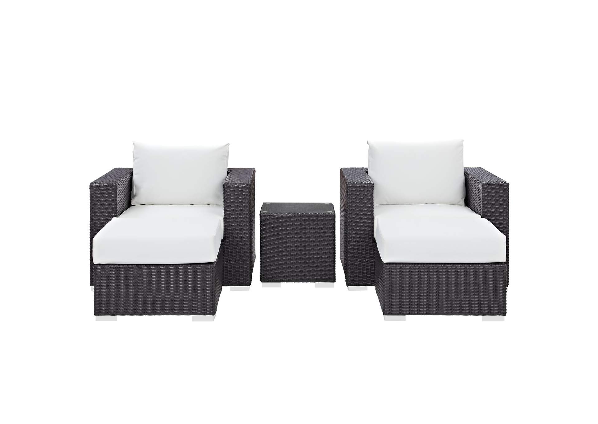 Convene Espresso White 5 Piece Outdoor Patio Sectional Set,Modway