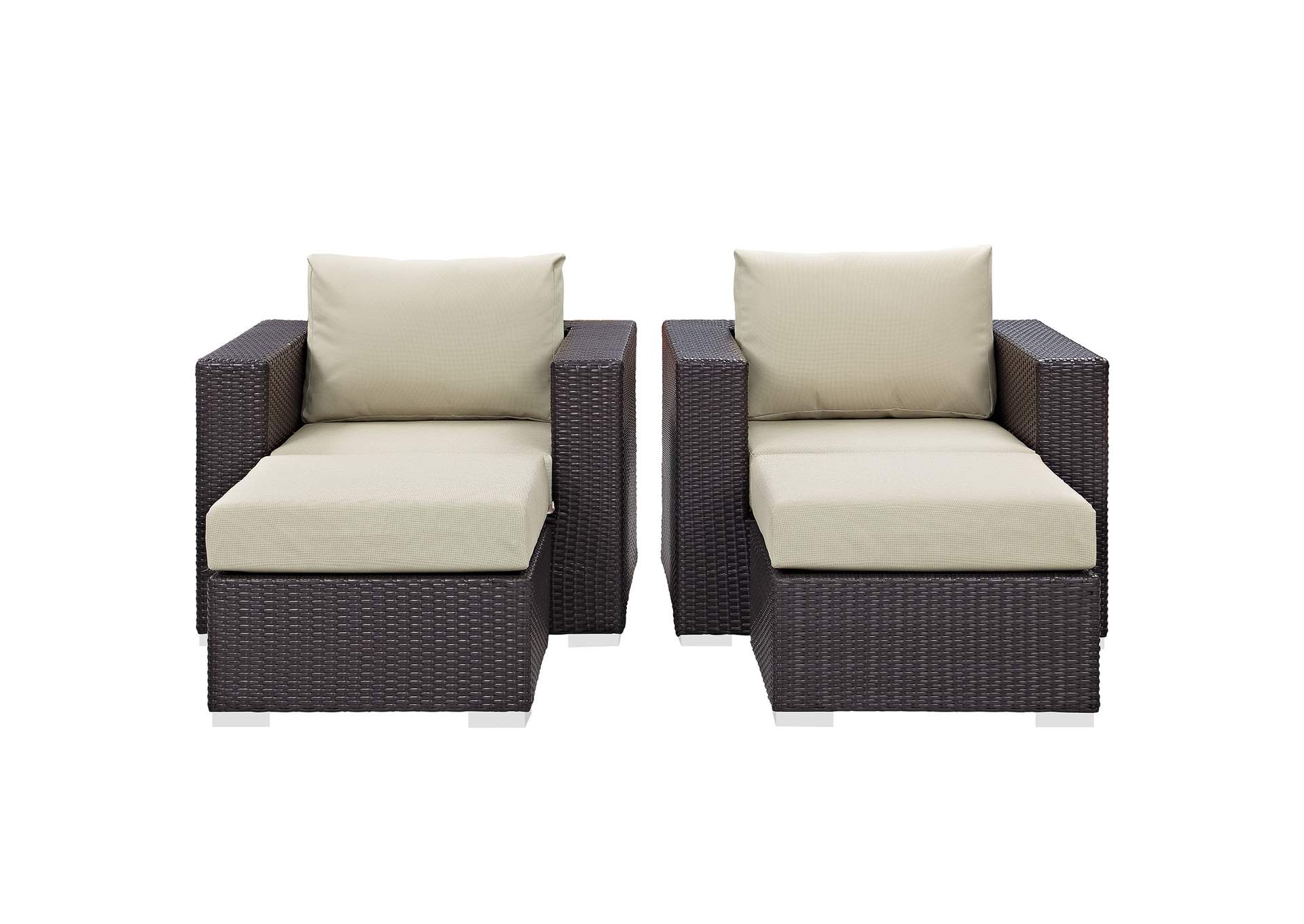 Convene Espresso Beige 4 Piece Outdoor Patio Sectional Set,Modway