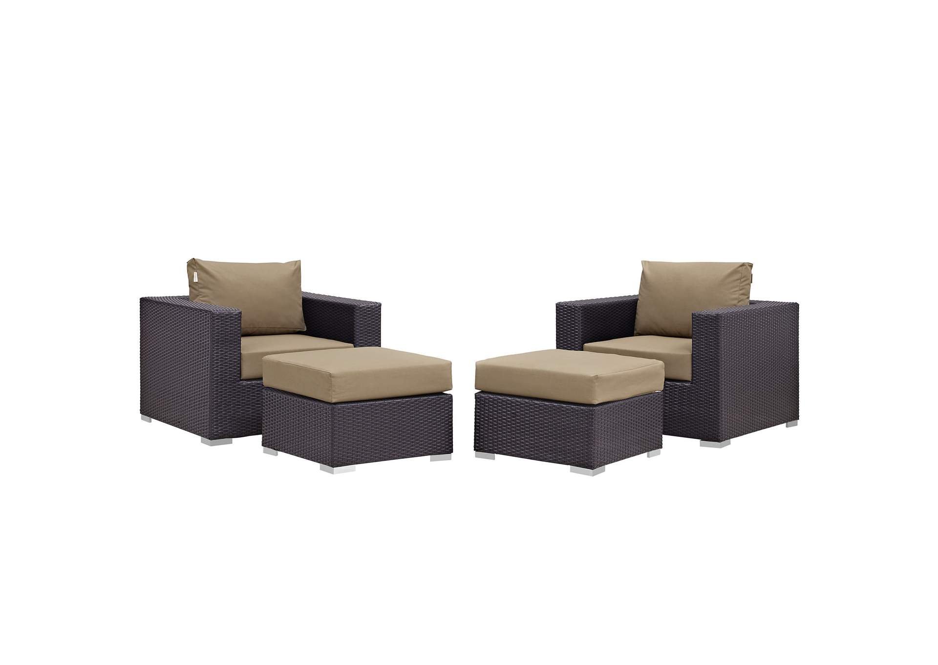 Convene Espresso Mocha 4 Piece Outdoor Patio Sectional Set,Modway