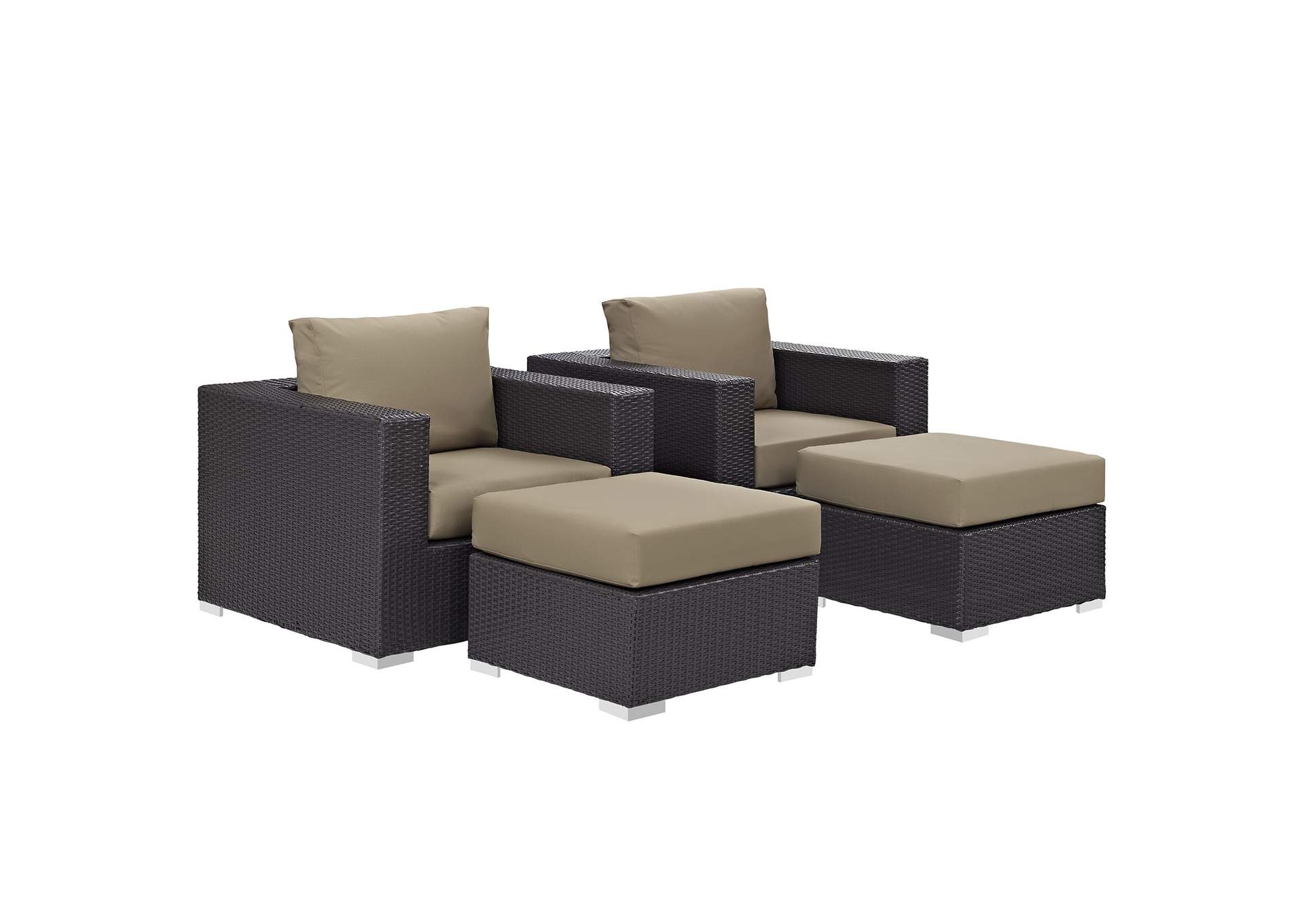 Convene Espresso Mocha 4 Piece Outdoor Patio Sectional Set,Modway