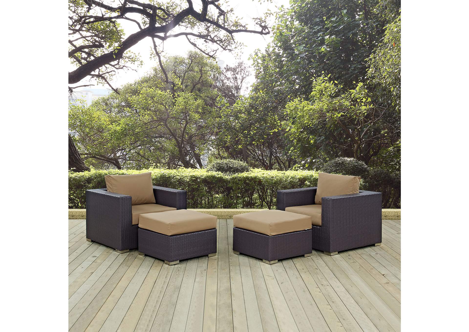 Convene Espresso Mocha 4 Piece Outdoor Patio Sectional Set,Modway